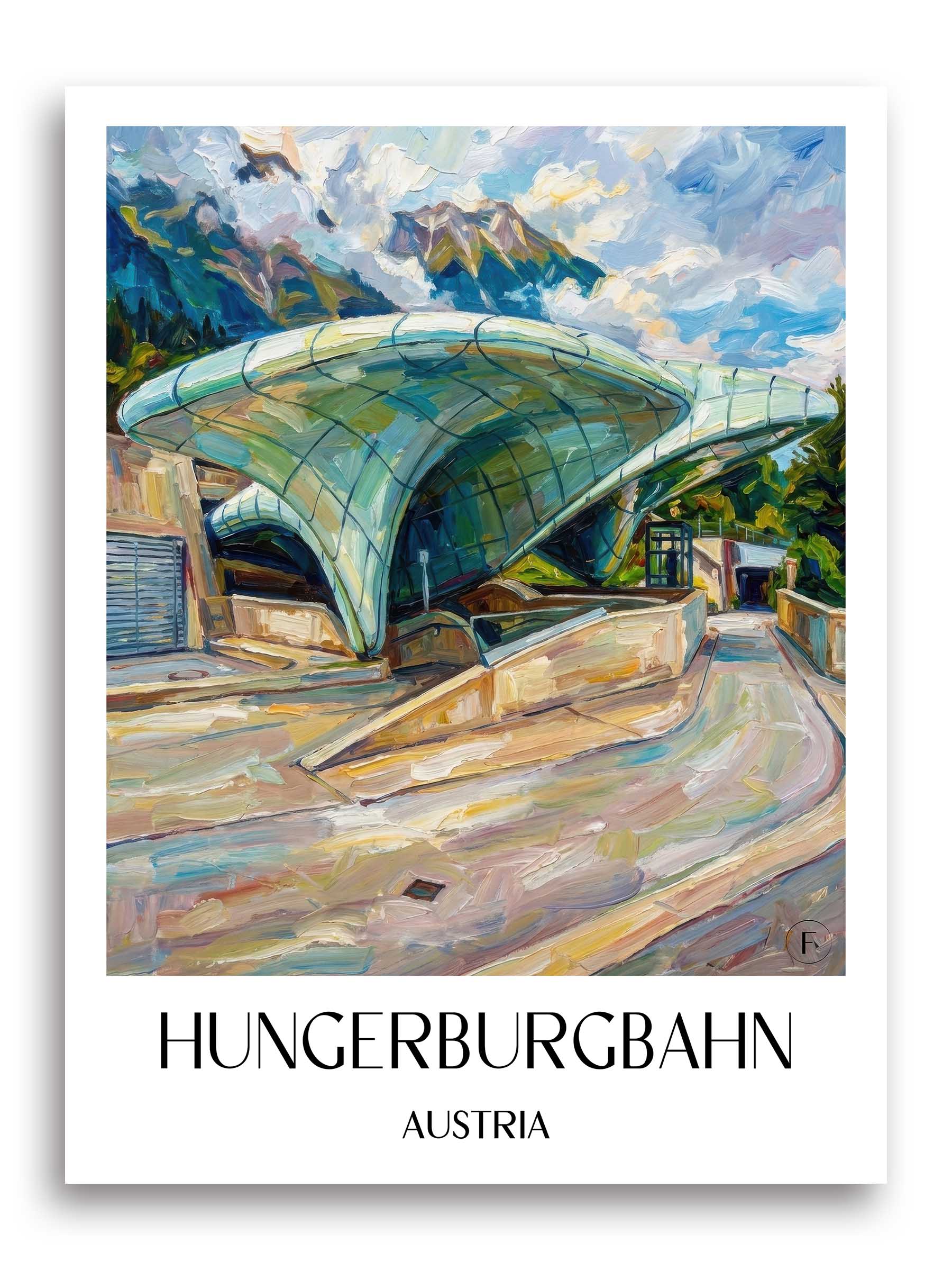 Hungerburgbahn Poster - Innsbruck - Österreich Kunstdruck - Ölgemälde von A4 bis A1
