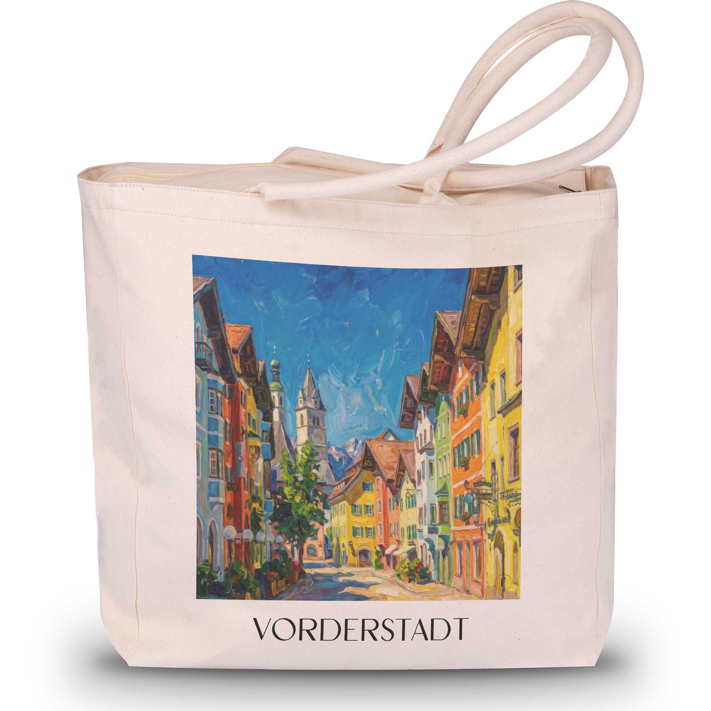 vorderstadt-kitzbühel-österreich-einkaufstasche-oil-painting-oelgemaelde
