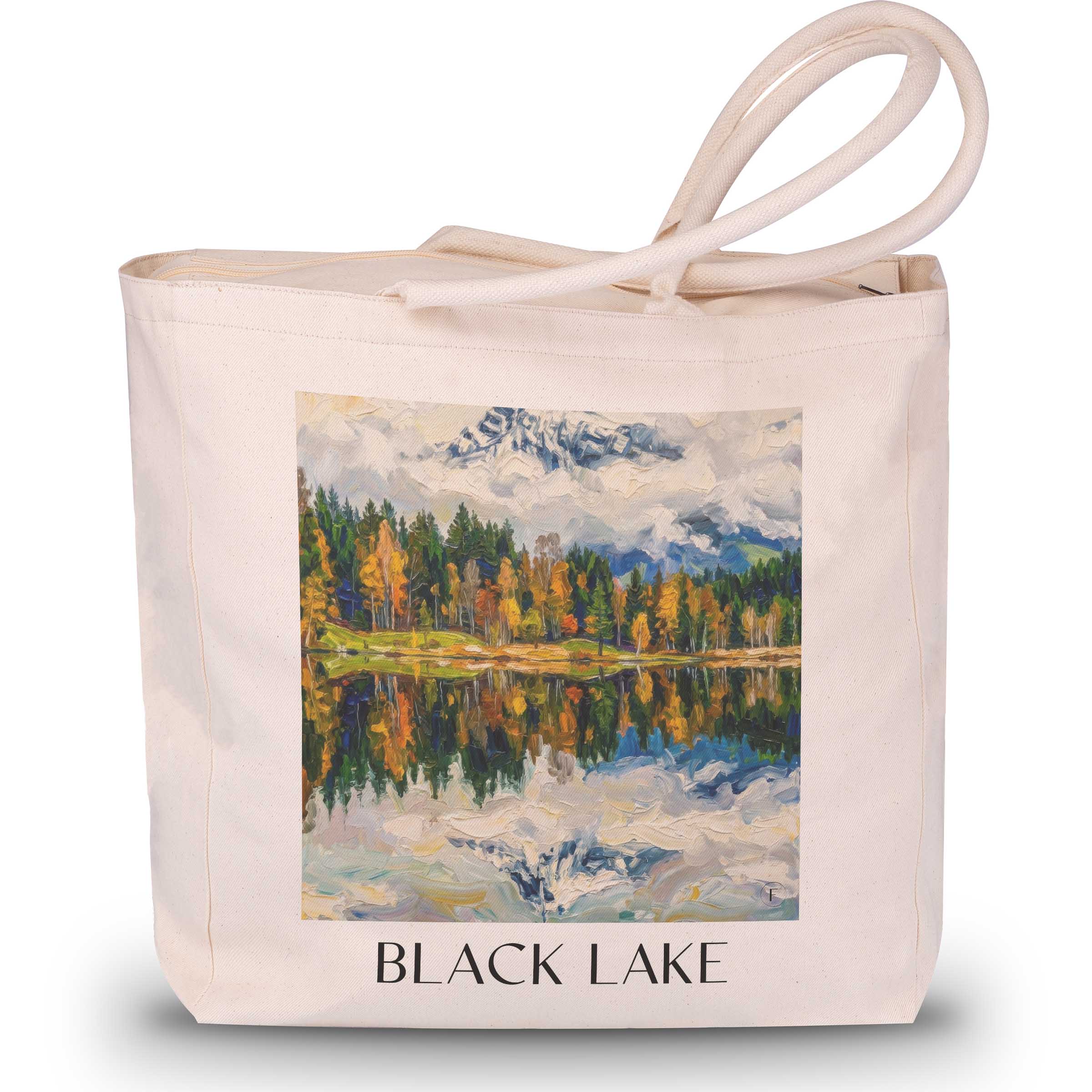 Schwarzsee Shopping Tasche - Kitzbühel - Österreich Tote Bag - Einkaufstasche im Ölgemälde Stil