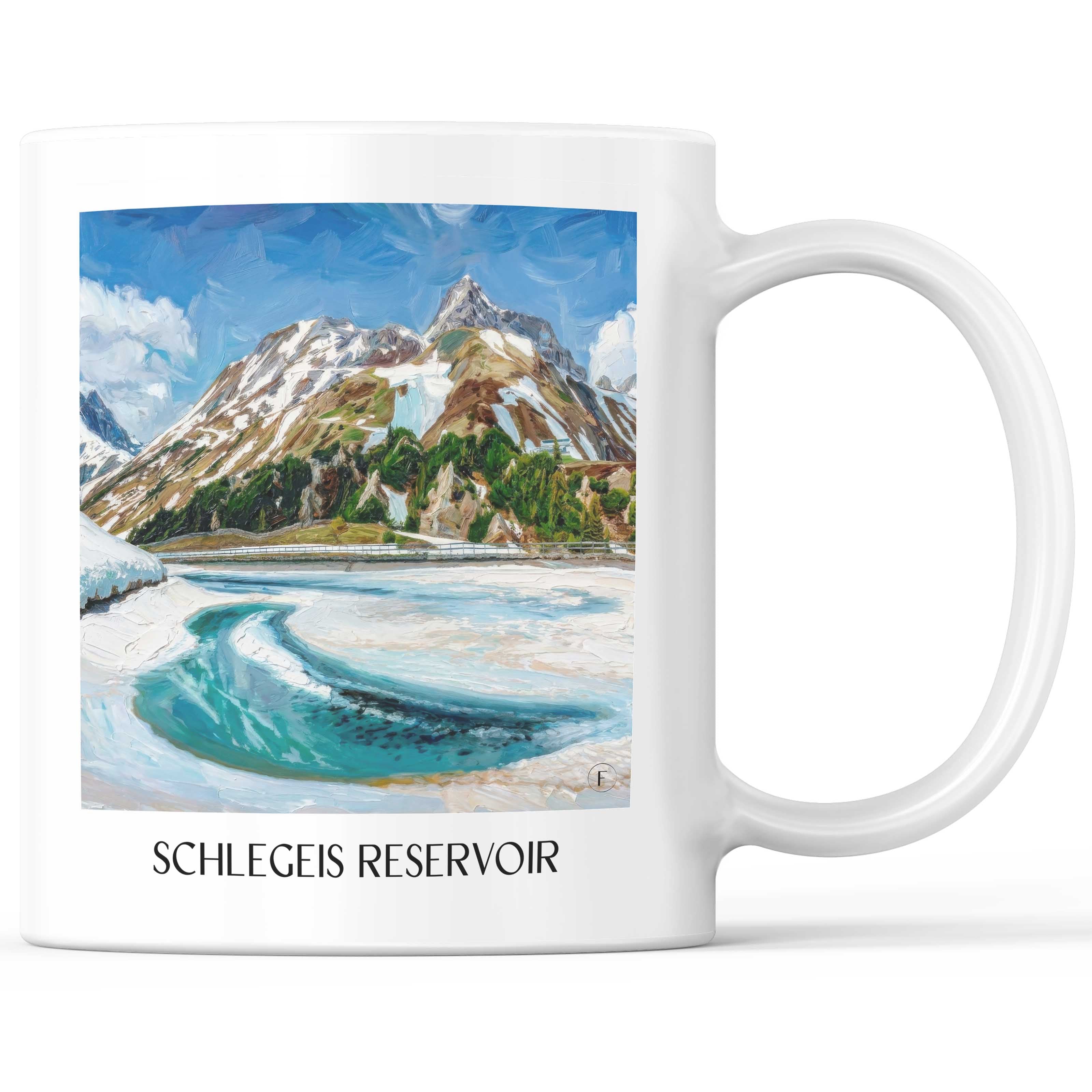 Schlegeisspeicher Kaffeebecher - Lech am Arlberg - Österreich Becher - Kaffeetasse im Ölgemälde Stil