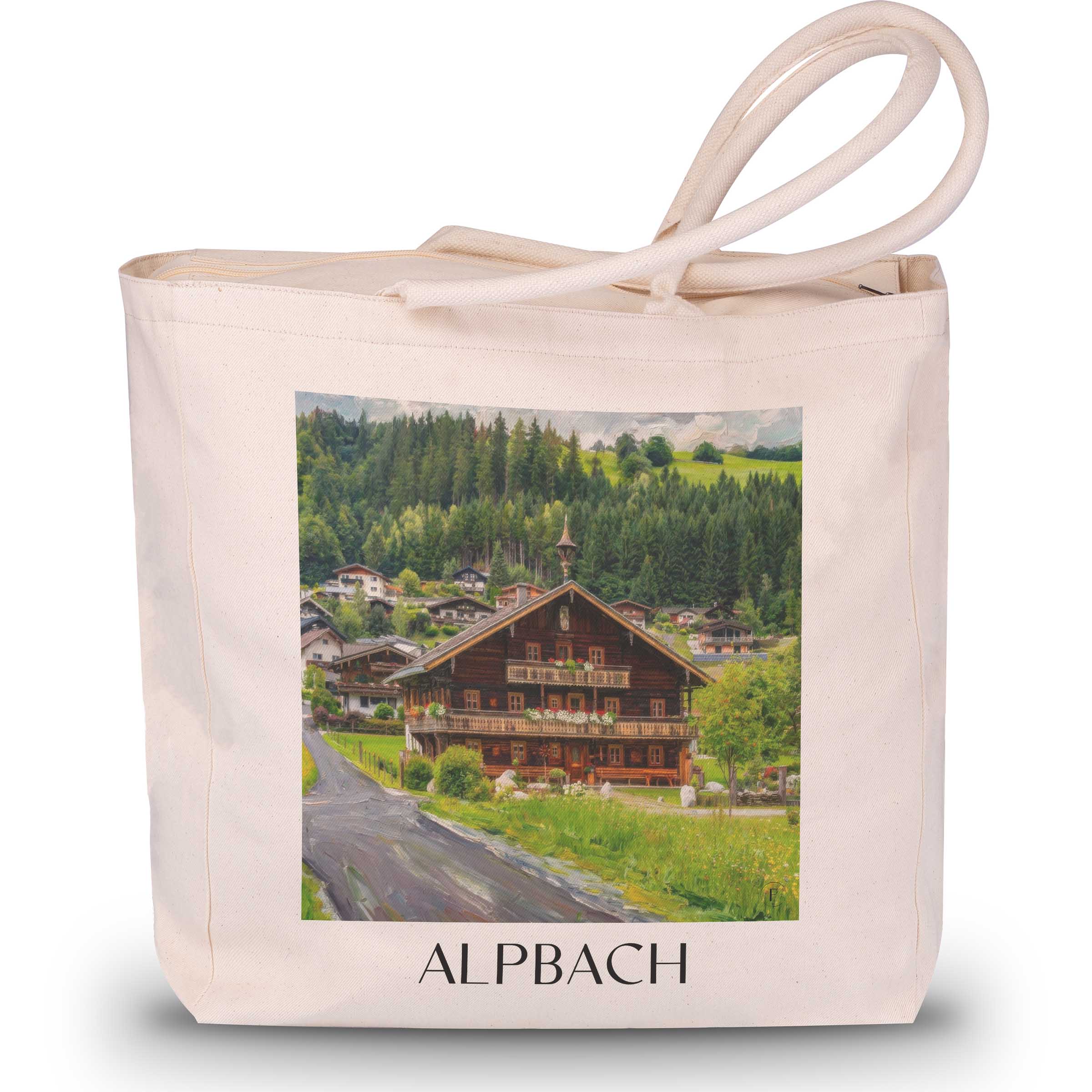 alpbach-tirol-österreich-einkaufstasche-oil-painting-oelgemaelde