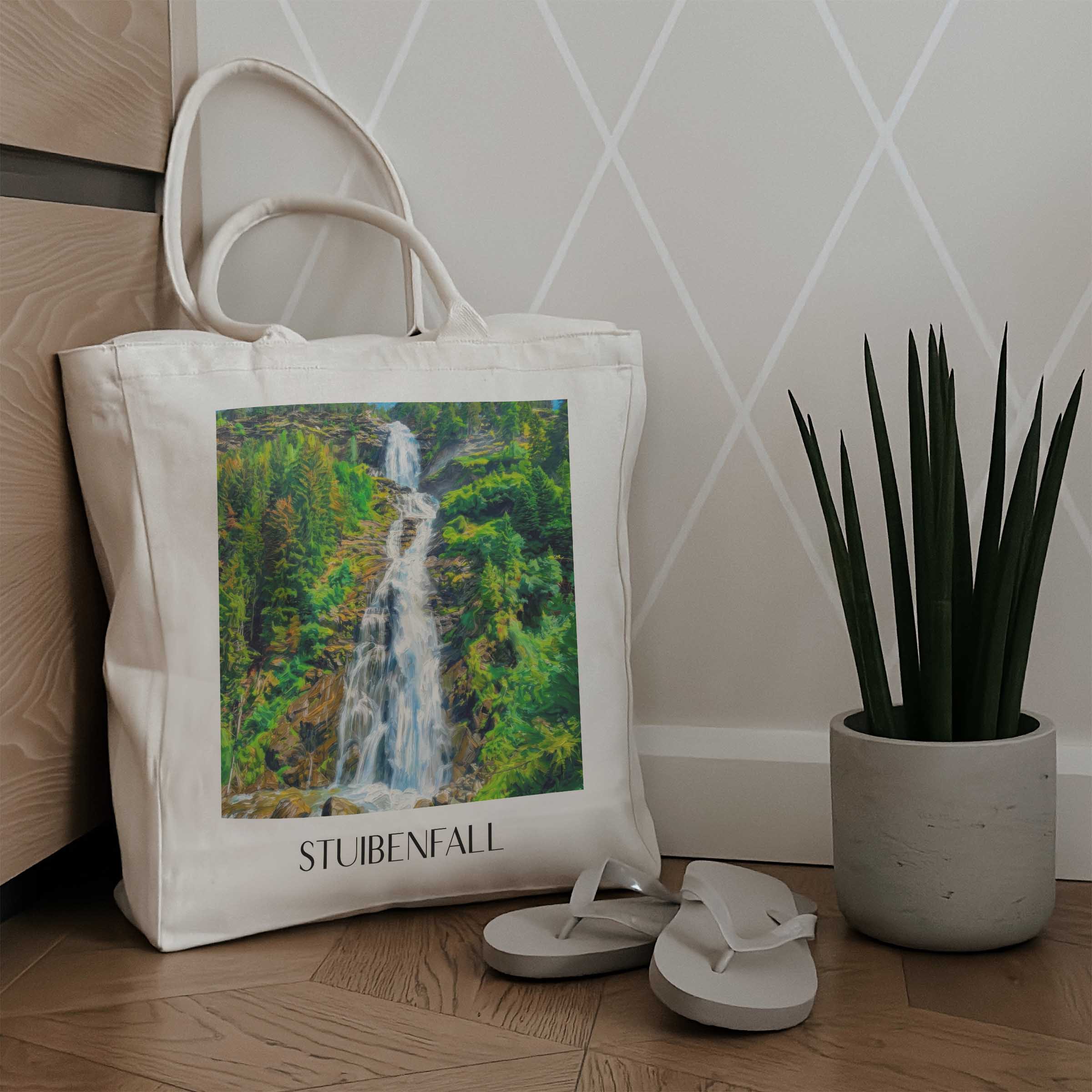 stuibenfall-tirol-österreich-einkaufstasche-oil-painting-oelgemaelde