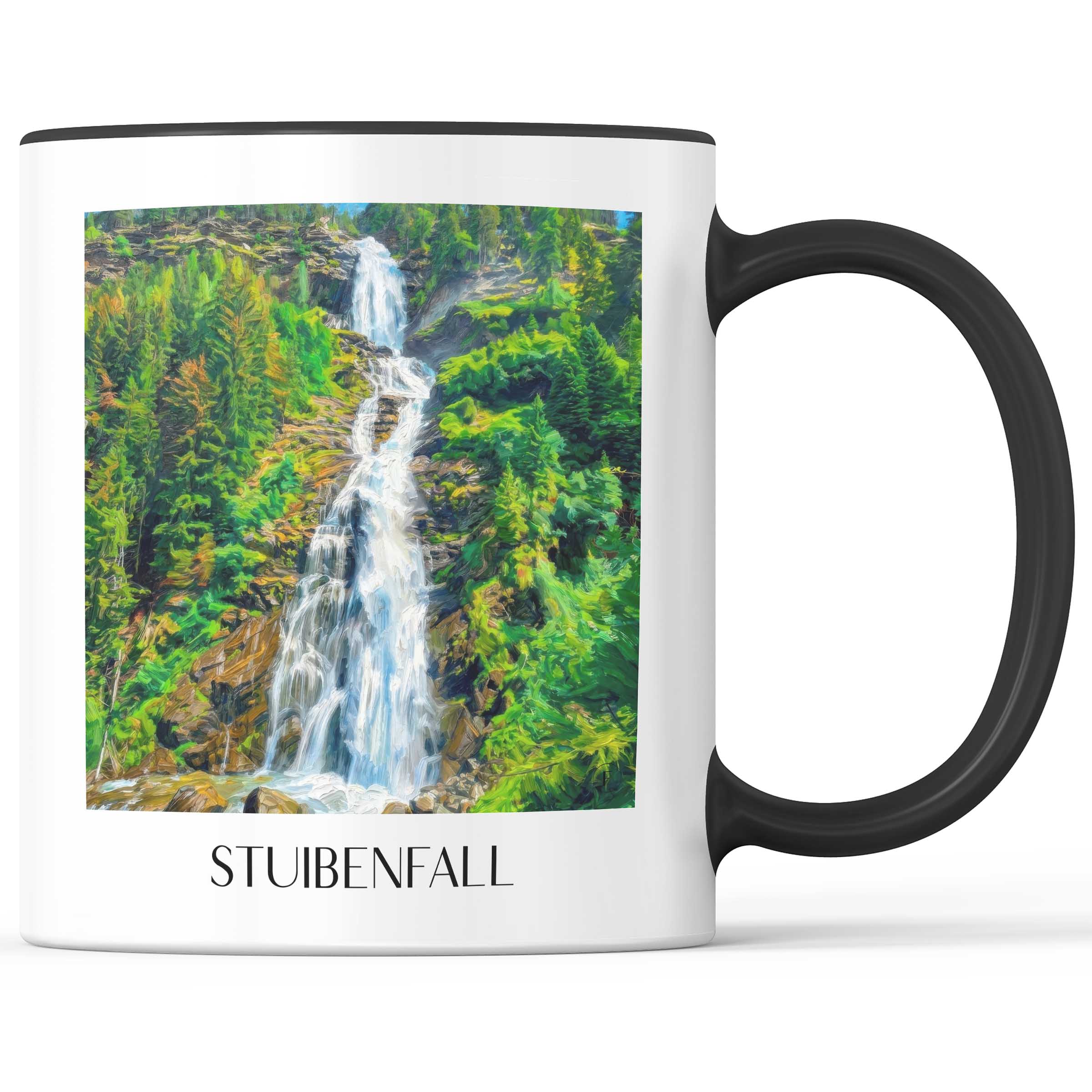 Stuibenfall Kaffeebecher - Tirol - Österreich Becher - Kaffeetasse im Ölgemälde Stil