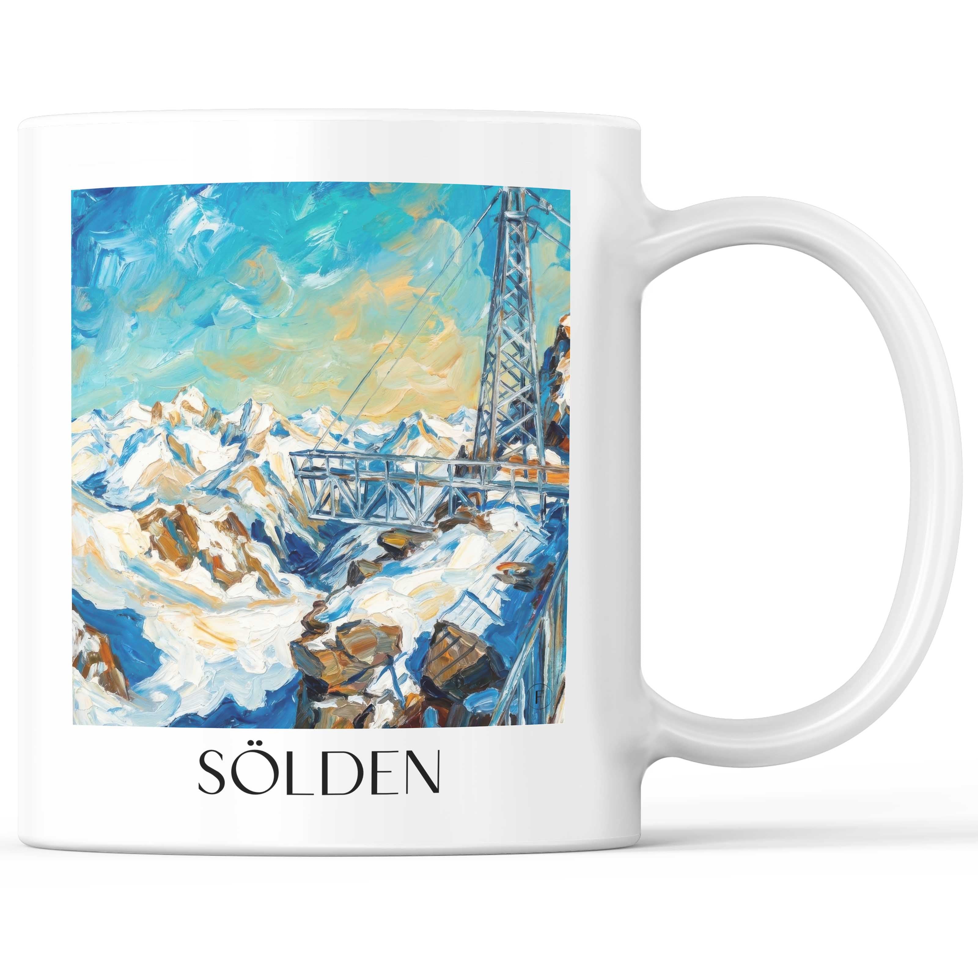 Sölden Kaffeebecher - Österreich - Österreich Becher - Kaffeetasse im Ölgemälde Stil