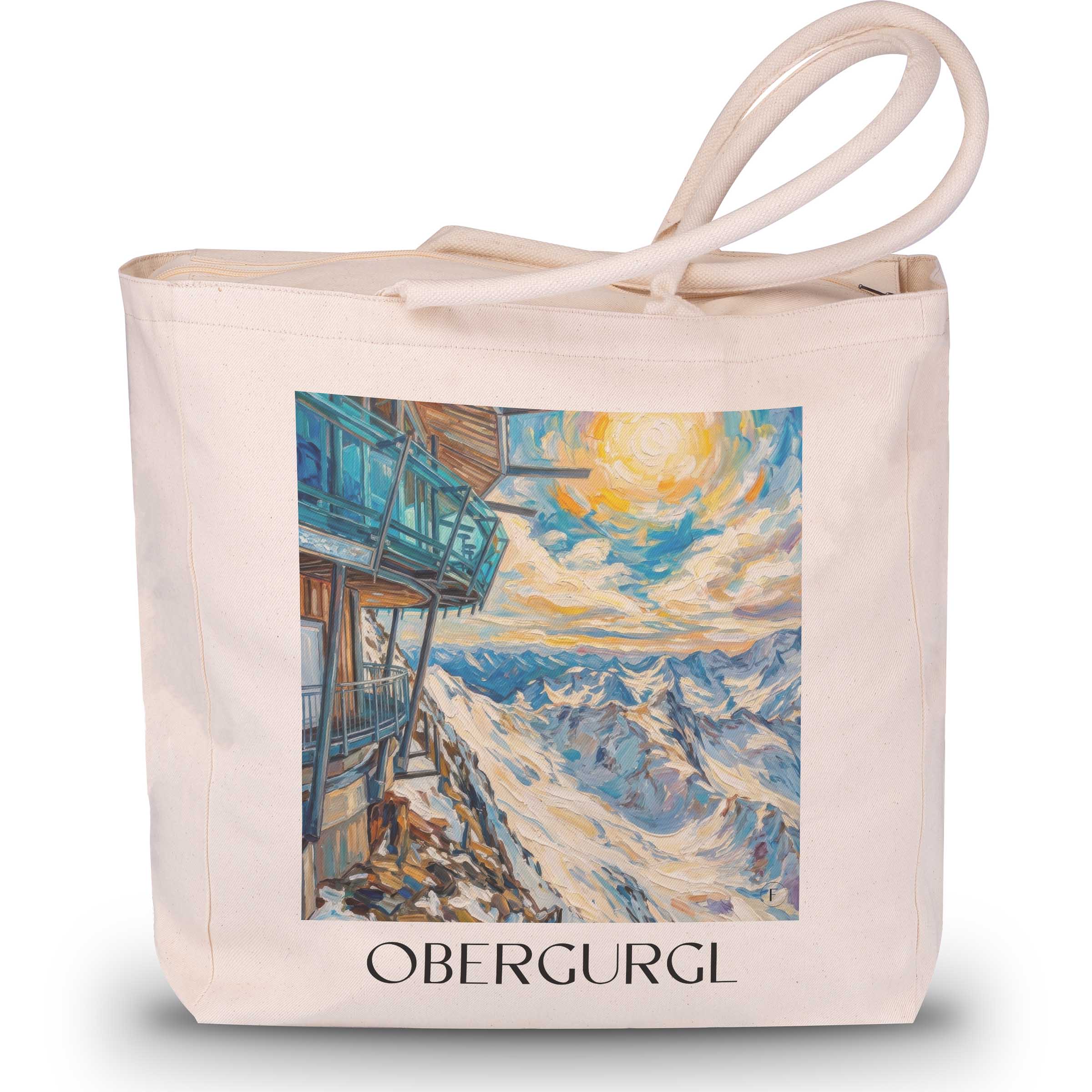 Obergurgl Shopping Tasche - Ötztal - Österreich Tote Bag - Einkaufstasche im Ölgemälde Stil