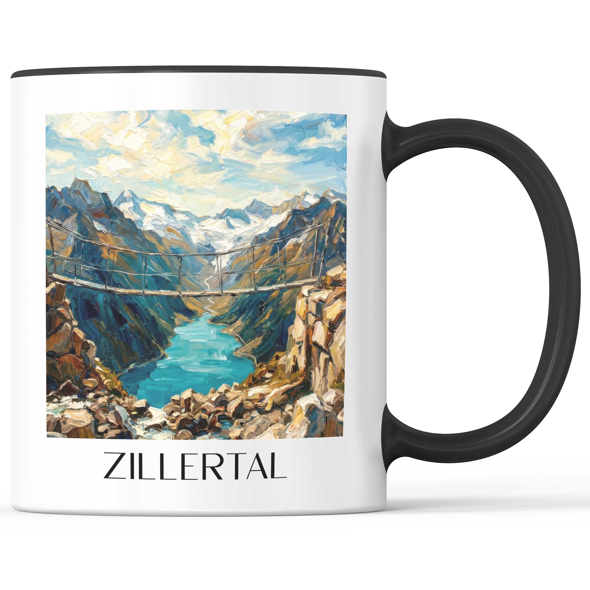 Zillertal Kaffeebecher - Österreich - Österreich Becher - Kaffeetasse im Ölgemälde Stil