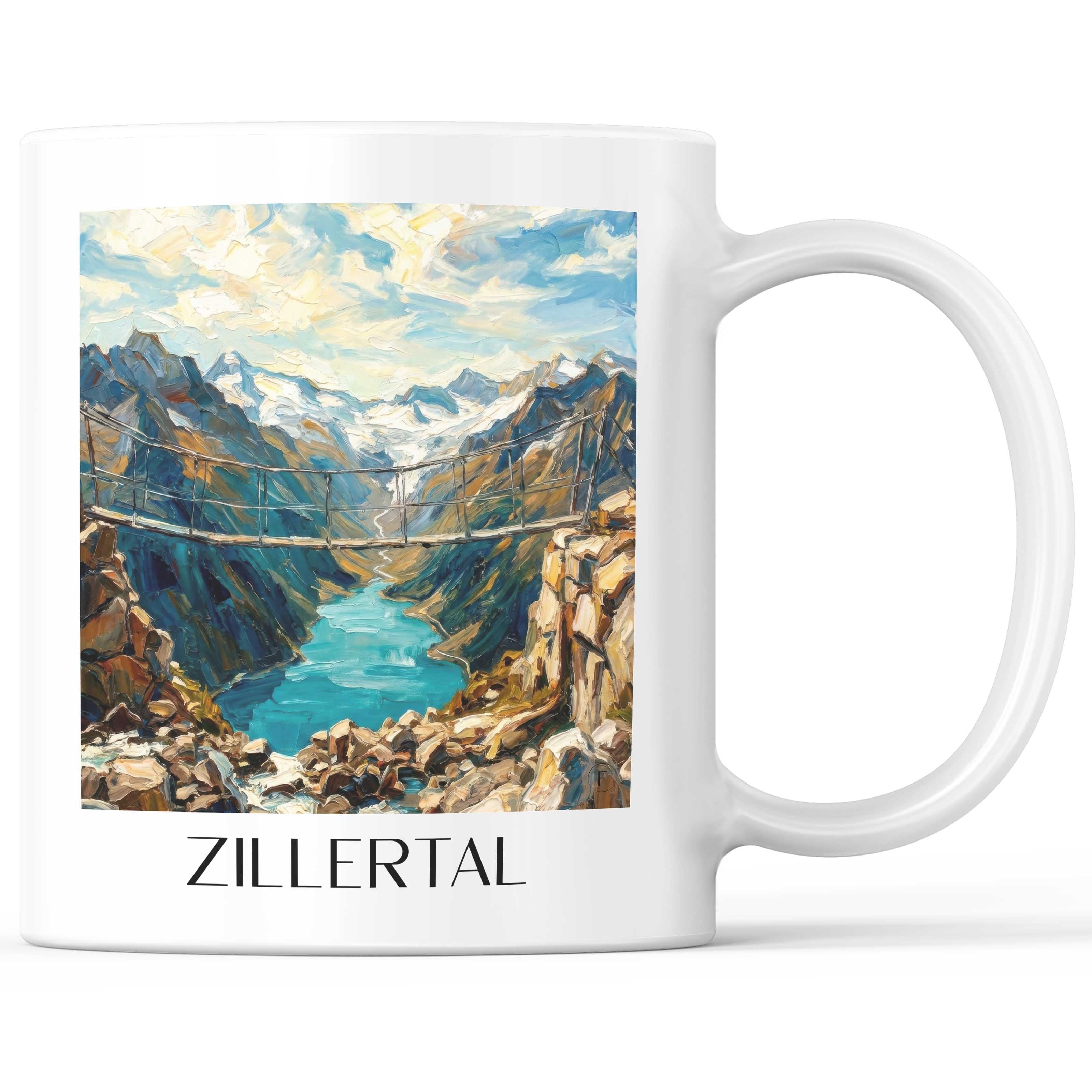 Zillertal Kaffeebecher - Österreich - Österreich Becher - Kaffeetasse im Ölgemälde Stil