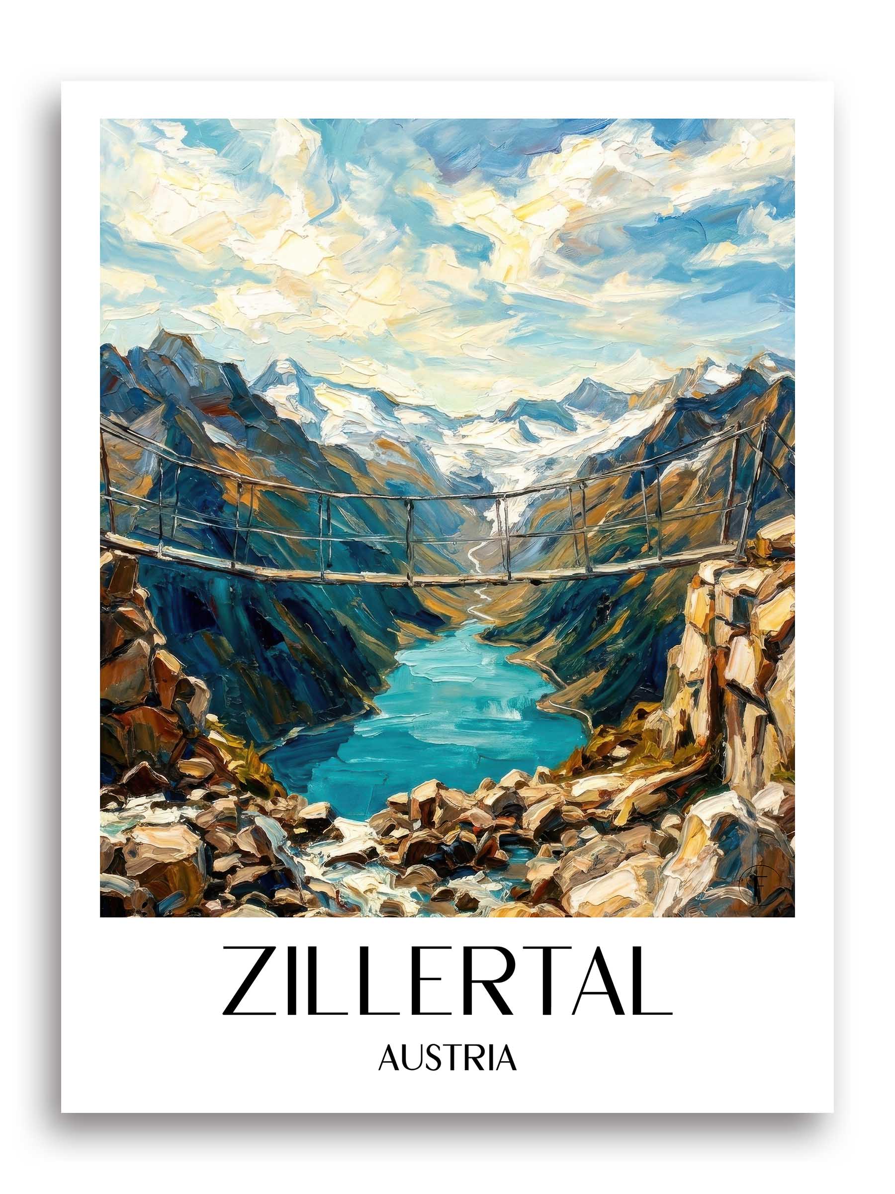 Zillertal Poster - Österreich - Österreich Kunstdruck - Ölgemälde von A4 bis A1