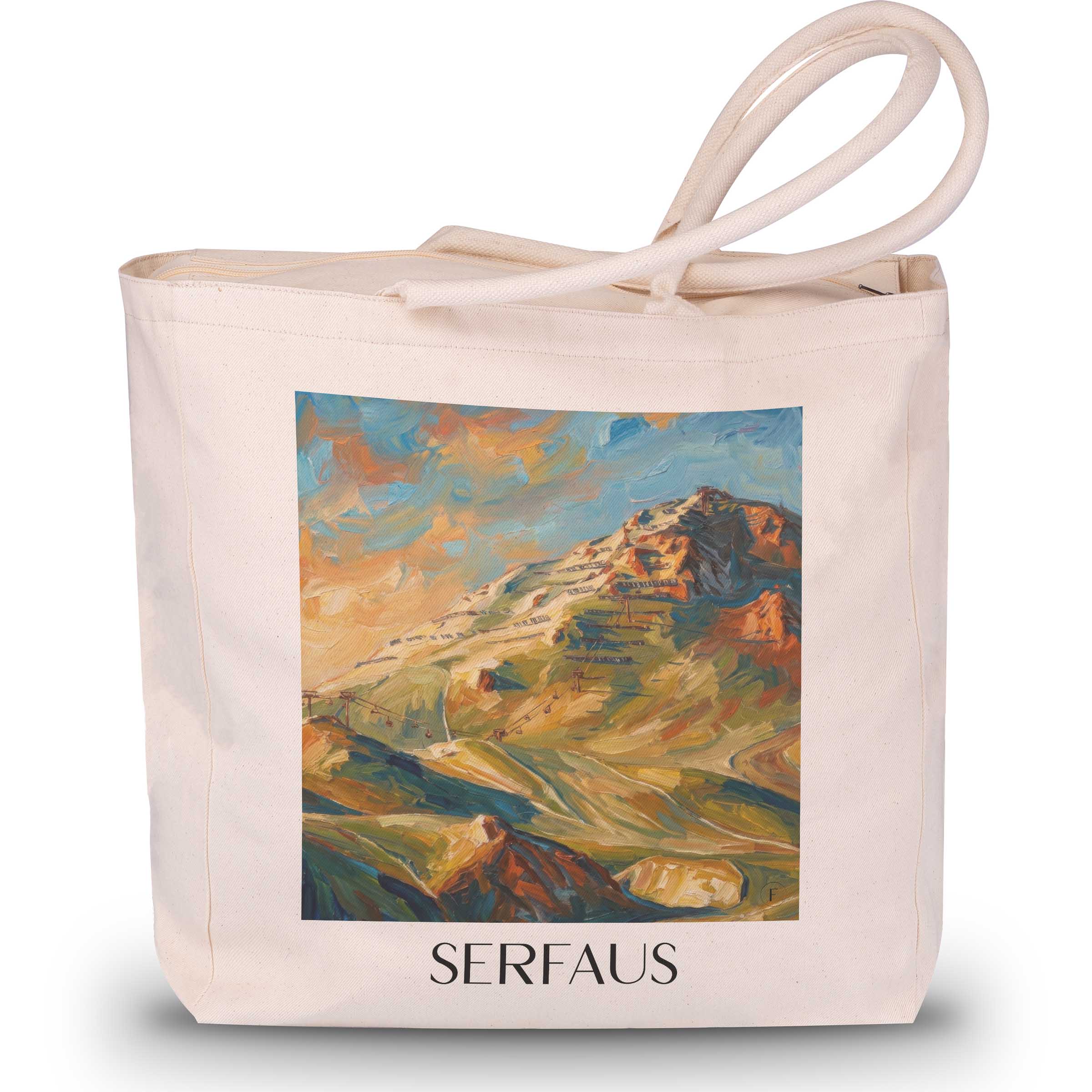 Serfaus Shopping Tasche - Tirol - Österreich Tote Bag - Einkaufstasche im Ölgemälde Stil