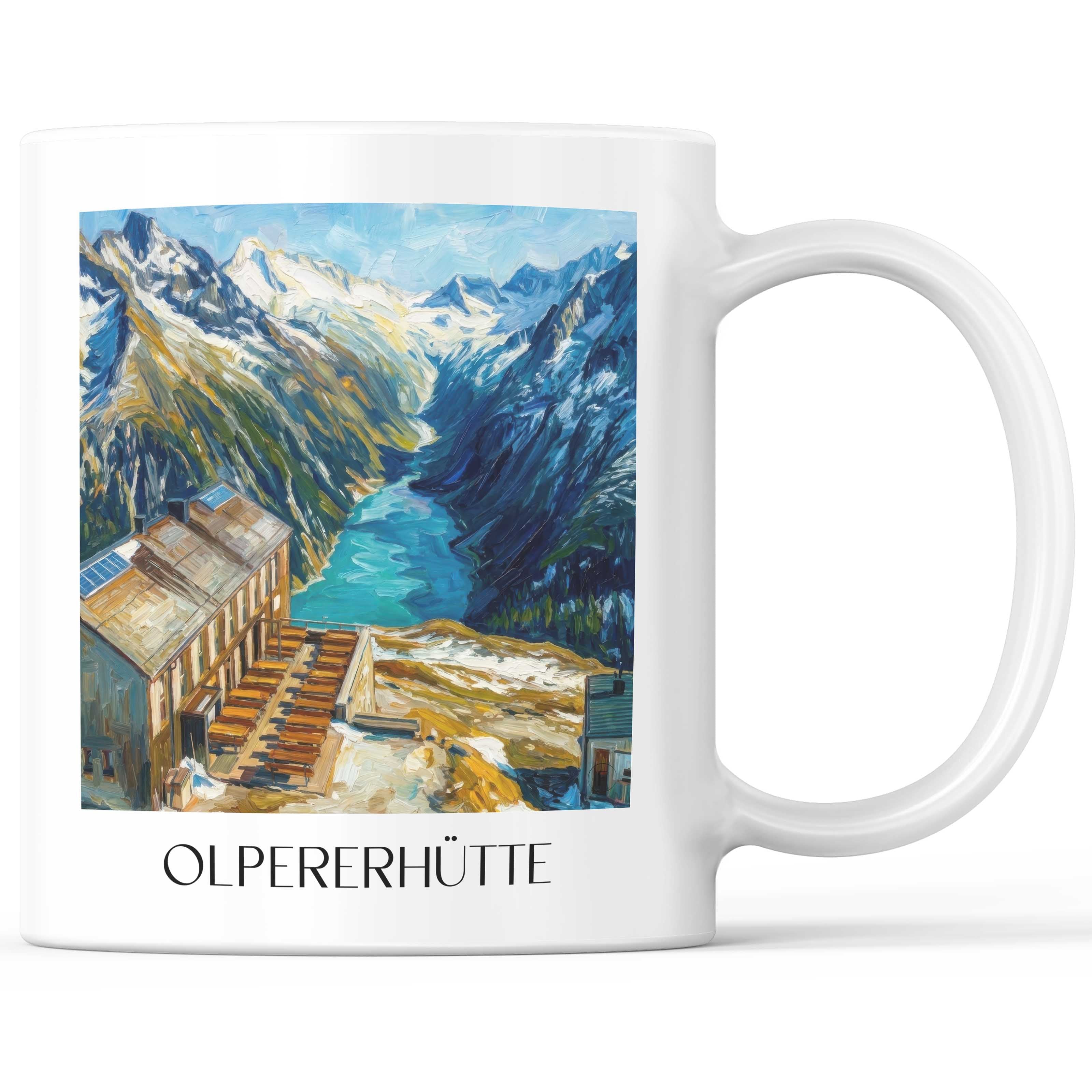 Olpererhütte Kaffeebecher - Zillertal - Österreich Becher - Kaffeetasse im Ölgemälde Stil