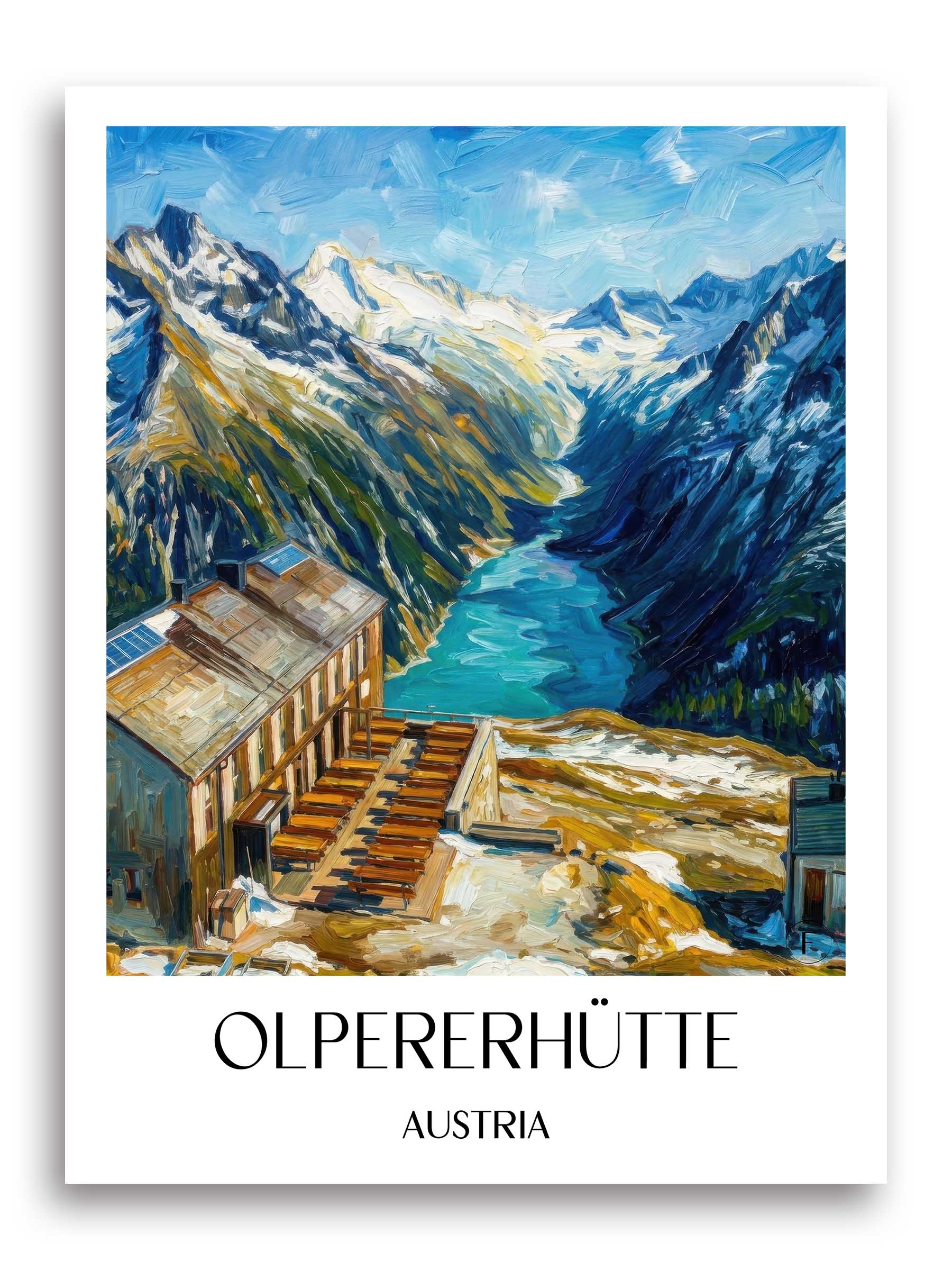 Olpererhütte Poster - Zillertal - Österreich Kunstdruck - Ölgemälde von A4 bis A1