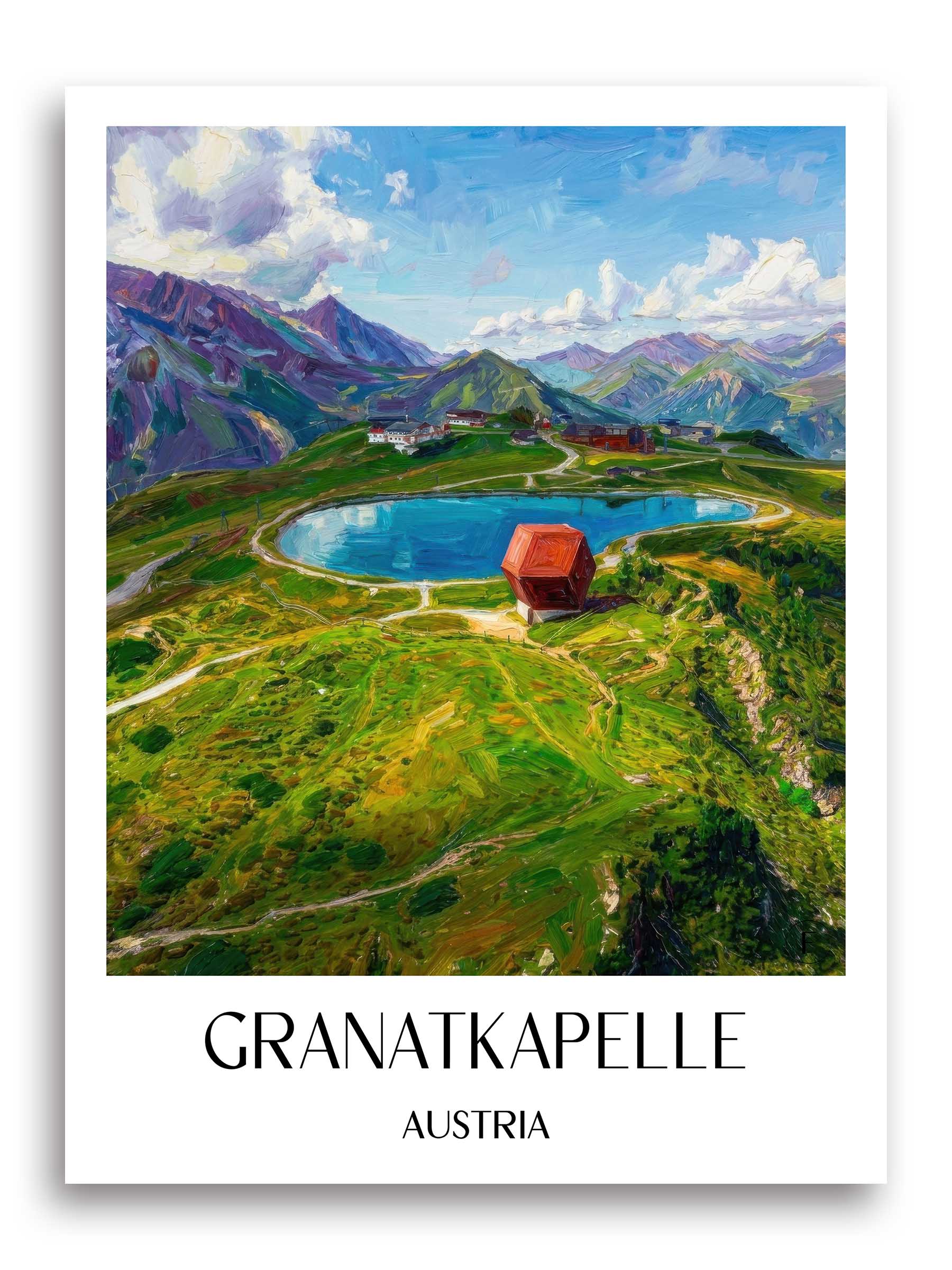 Granatkapelle Poster - Penkenjoch - Österreich Kunstdruck - Ölgemälde von A4 bis A1