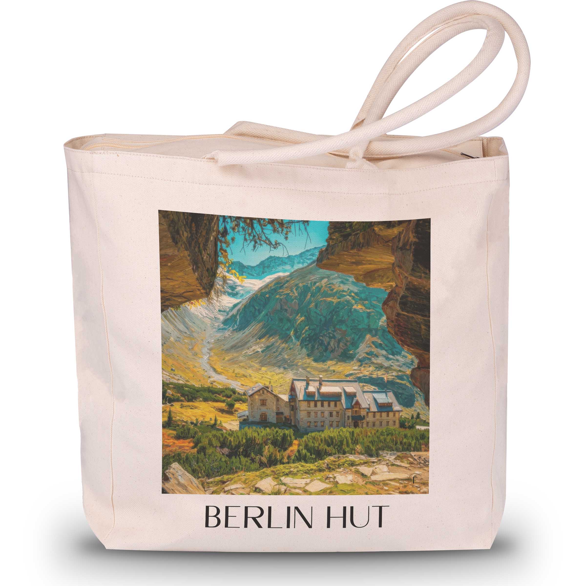 Berliner Hütte Shopping Tasche - Zillertaler Alpen - Österreich Tote Bag - Einkaufstasche im Ölgemälde Stil