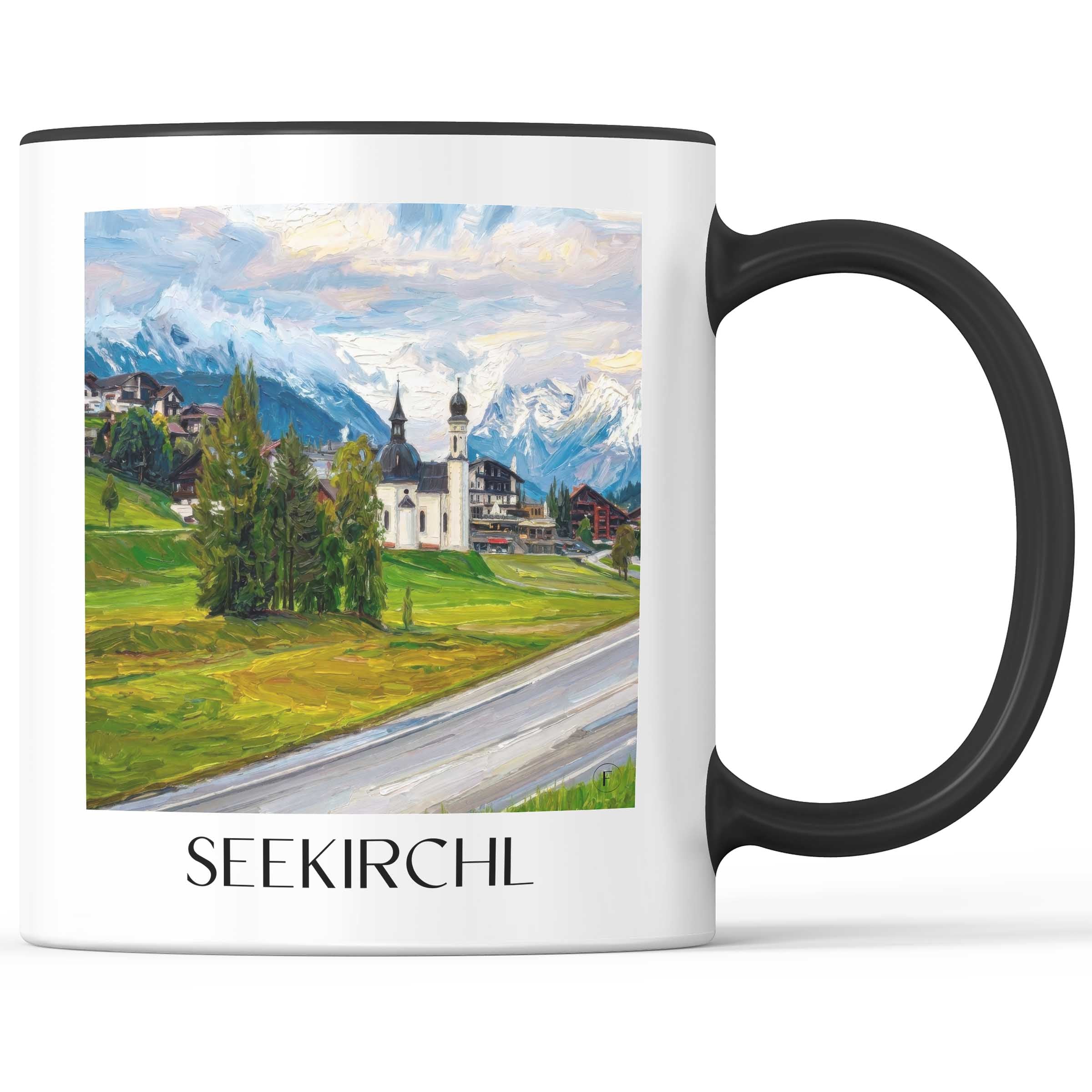 Seekirchl Kaffeebecher - Seefeld in Tirol - Österreich Becher - Kaffeetasse im Ölgemälde Stil