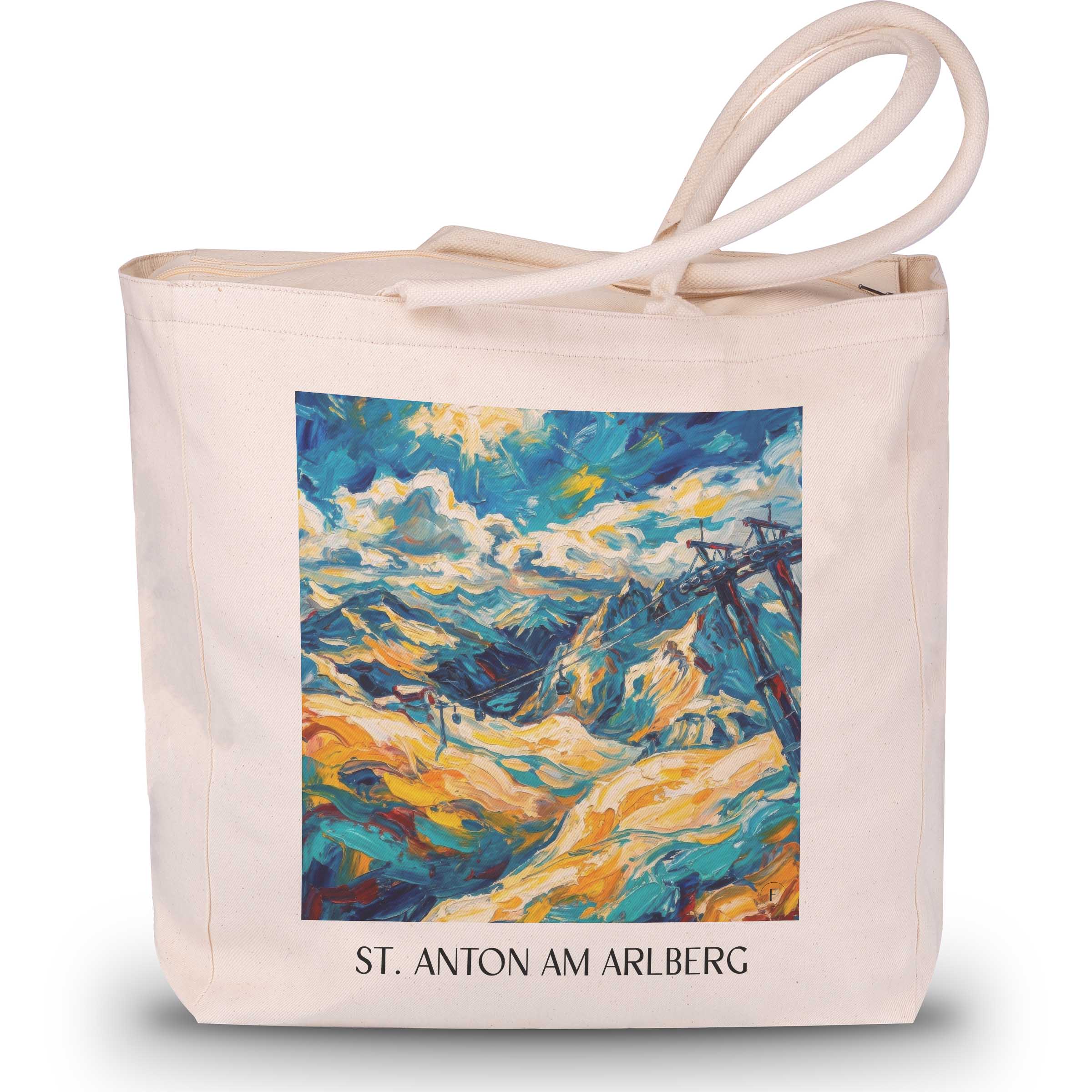 Sankt Anton am Arlberg Shopping Tasche - Tirol - Österreich Tote Bag - Einkaufstasche im Ölgemälde Stil