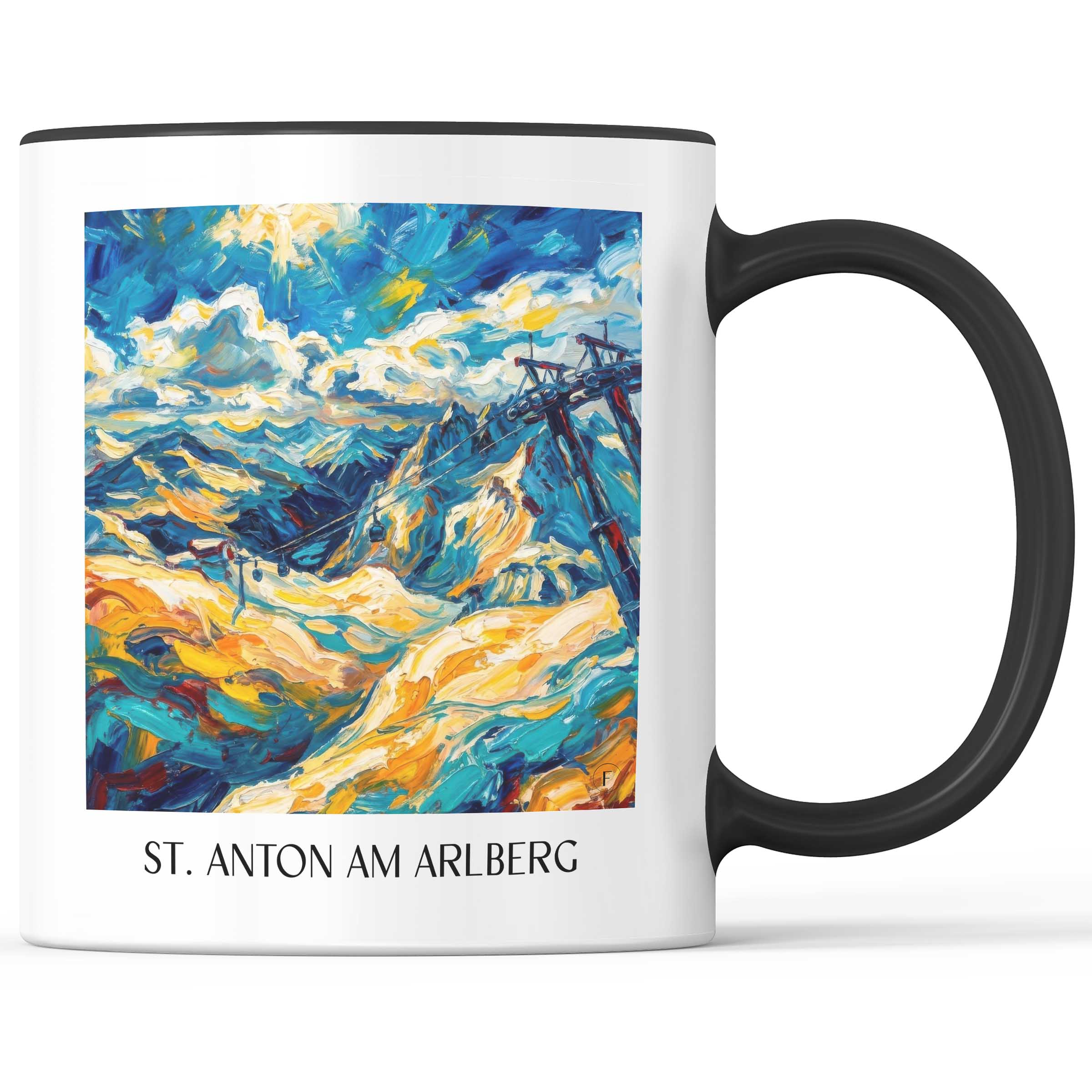 Sankt Anton am Arlberg Kaffeebecher - Tirol - Österreich Becher - Kaffeetasse im Ölgemälde Stil