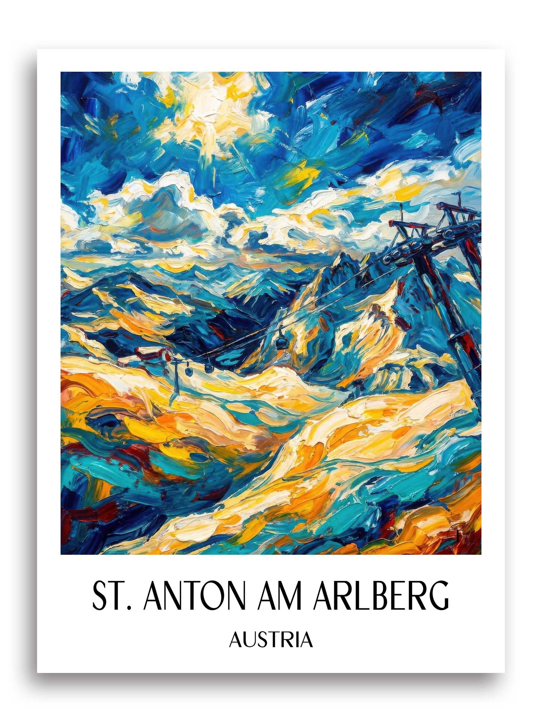Sankt Anton am Arlberg Poster - Tirol - Österreich Kunstdruck - Ölgemälde von A4 bis A1