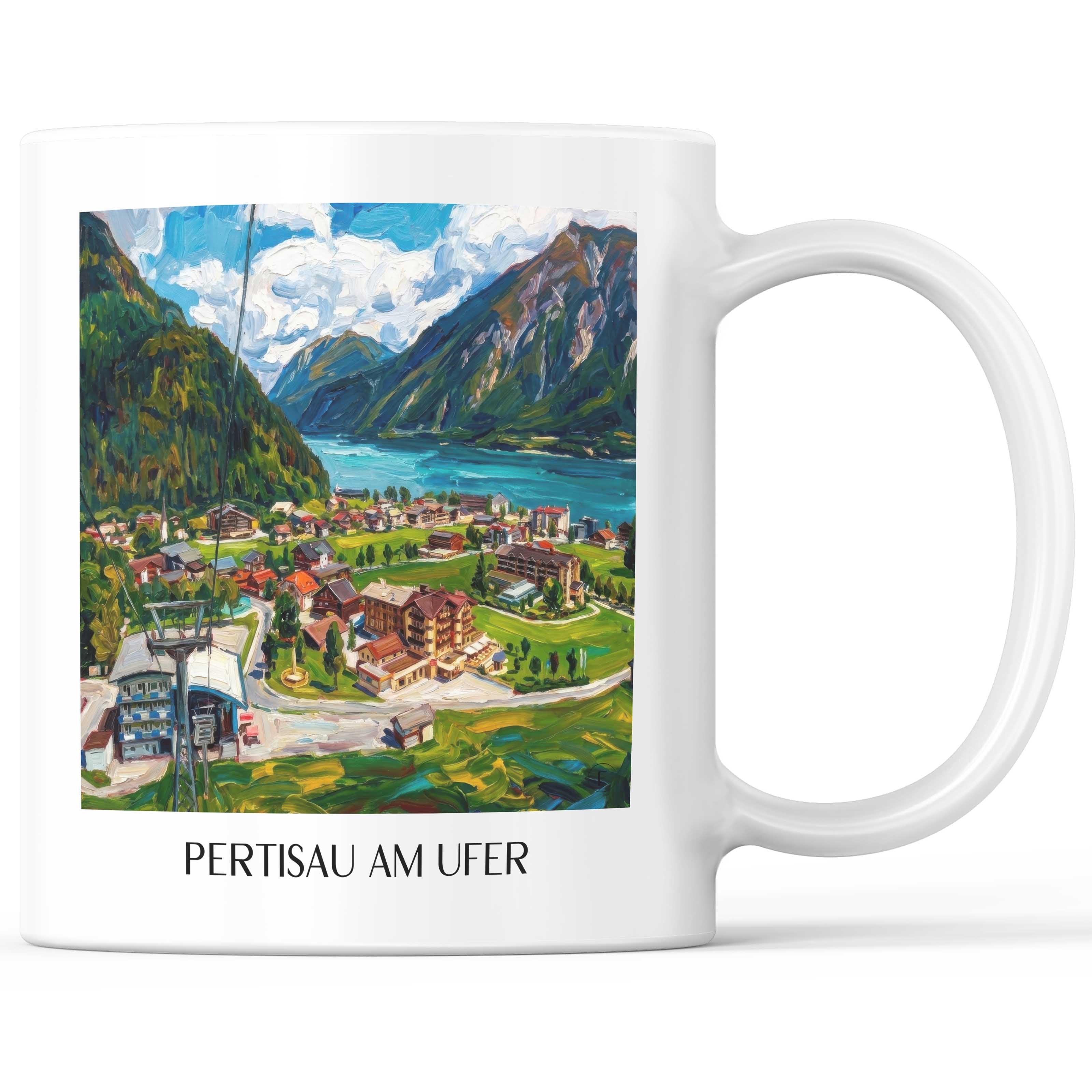 pertisau-am-ufer-achensee-österreich-kaffeebecher-oil-painting-oelgemaelde