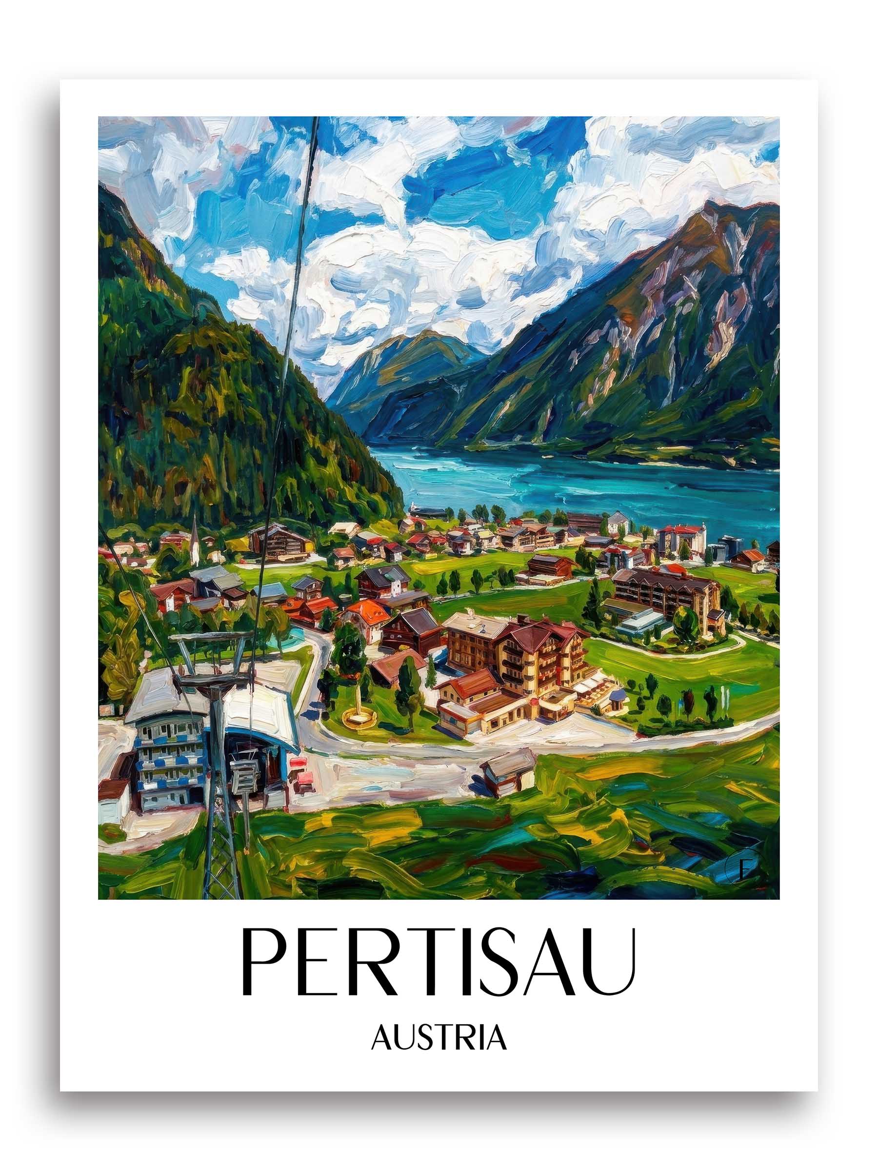 Pertisau am Ufer Poster - Achensee - Österreich Kunstdruck - Ölgemälde von A4 bis A1