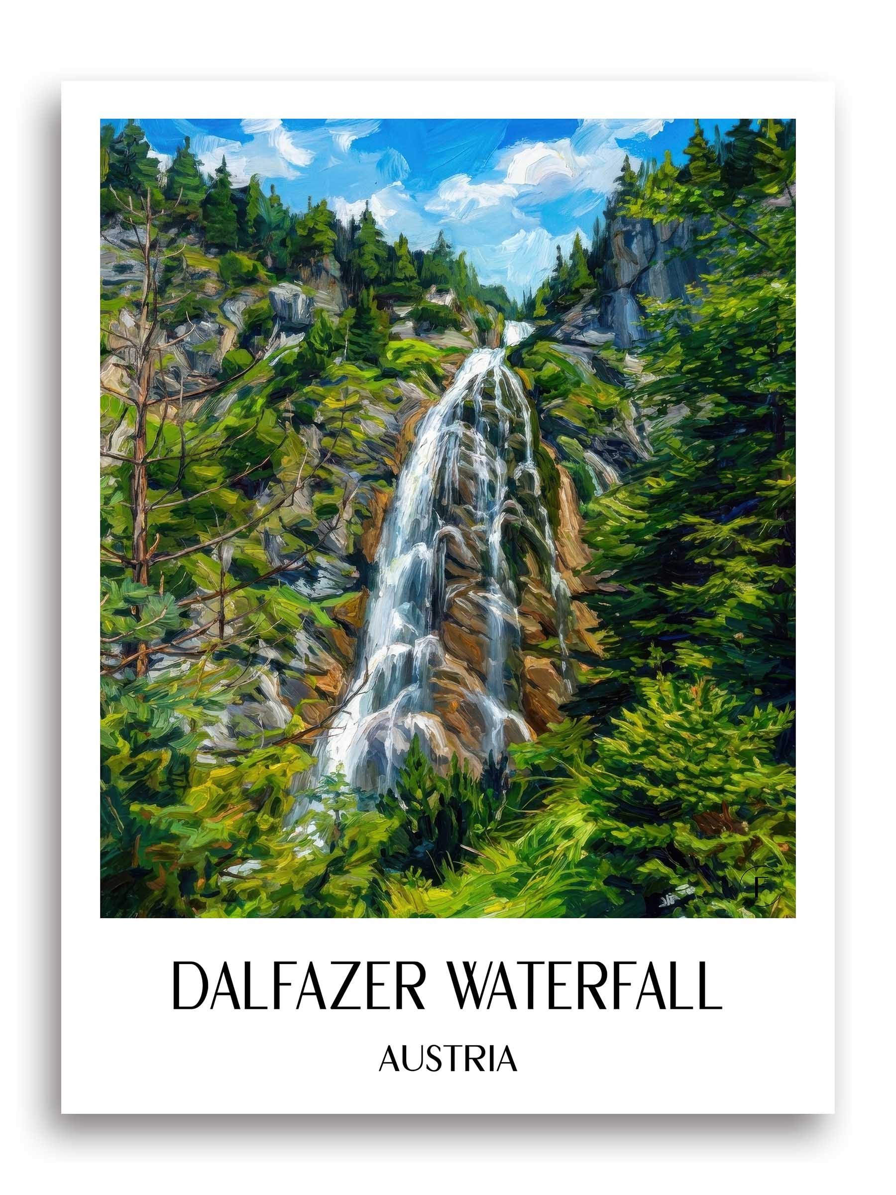 Dalfazer Wasserfall Poster - Tirol - Österreich Kunstdruck - Ölgemälde von A4 bis A1