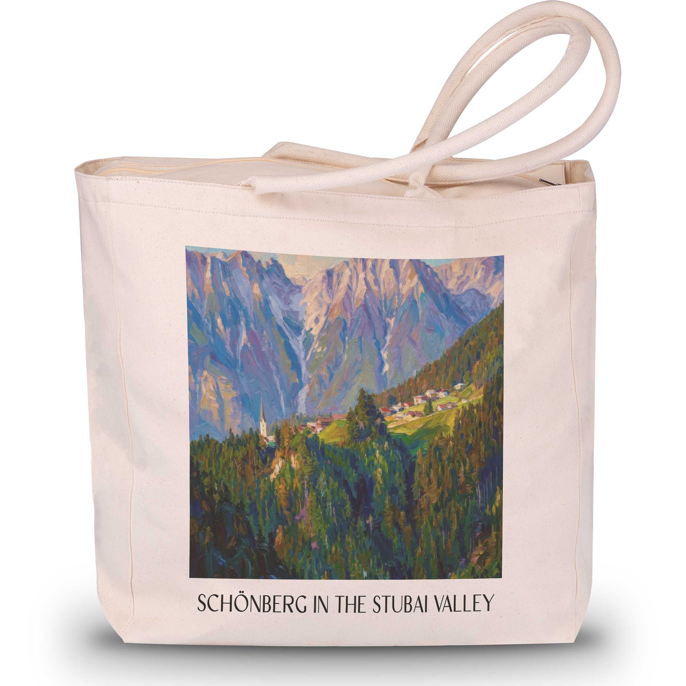 Schönberg im Stubaital Shopping Tasche - Österreich - Österreich Tote Bag - Einkaufstasche im Ölgemälde Stil