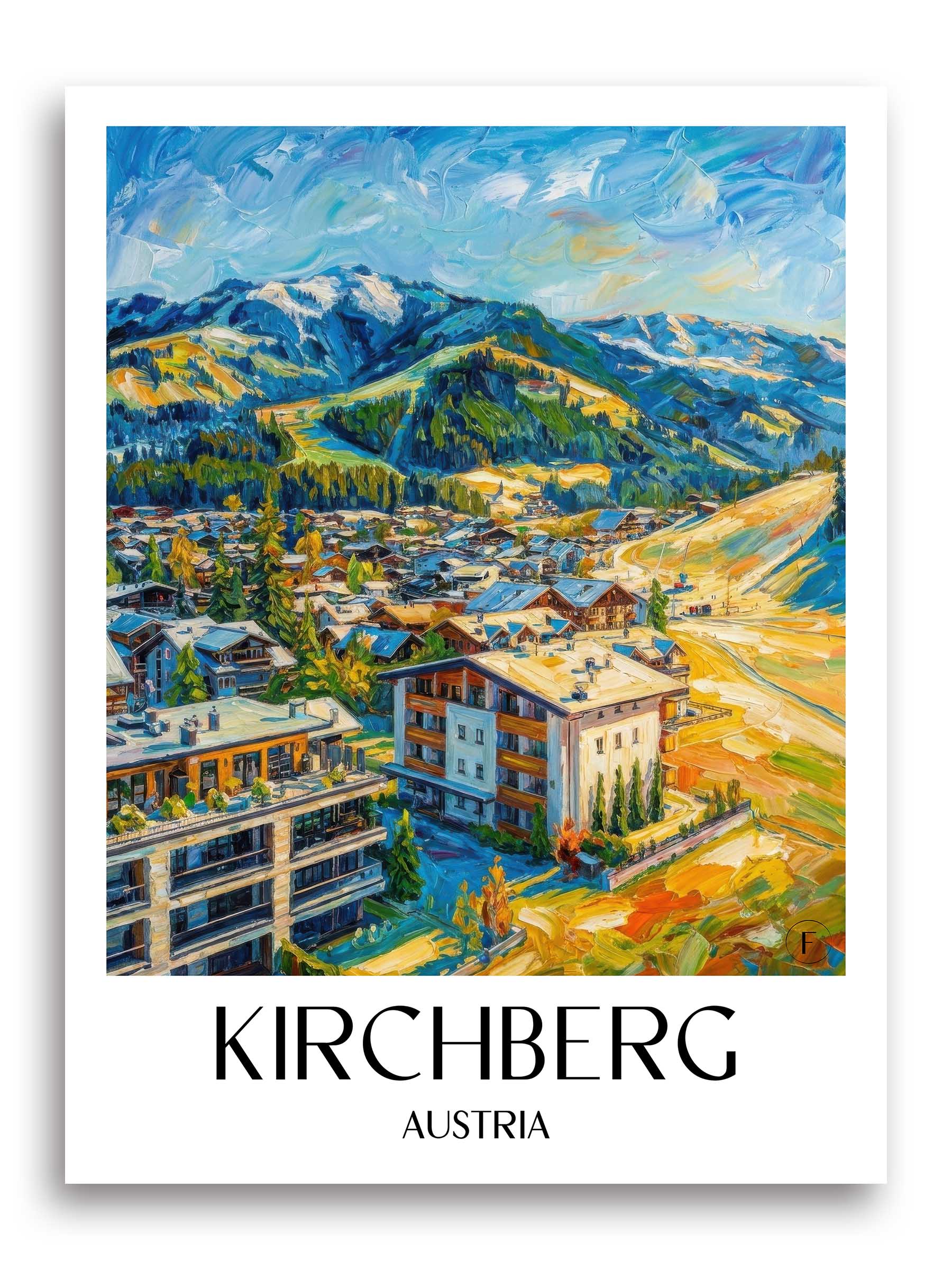 Kirchberg Poster - Tirol - Österreich Kunstdruck - Ölgemälde von A4 bis A1