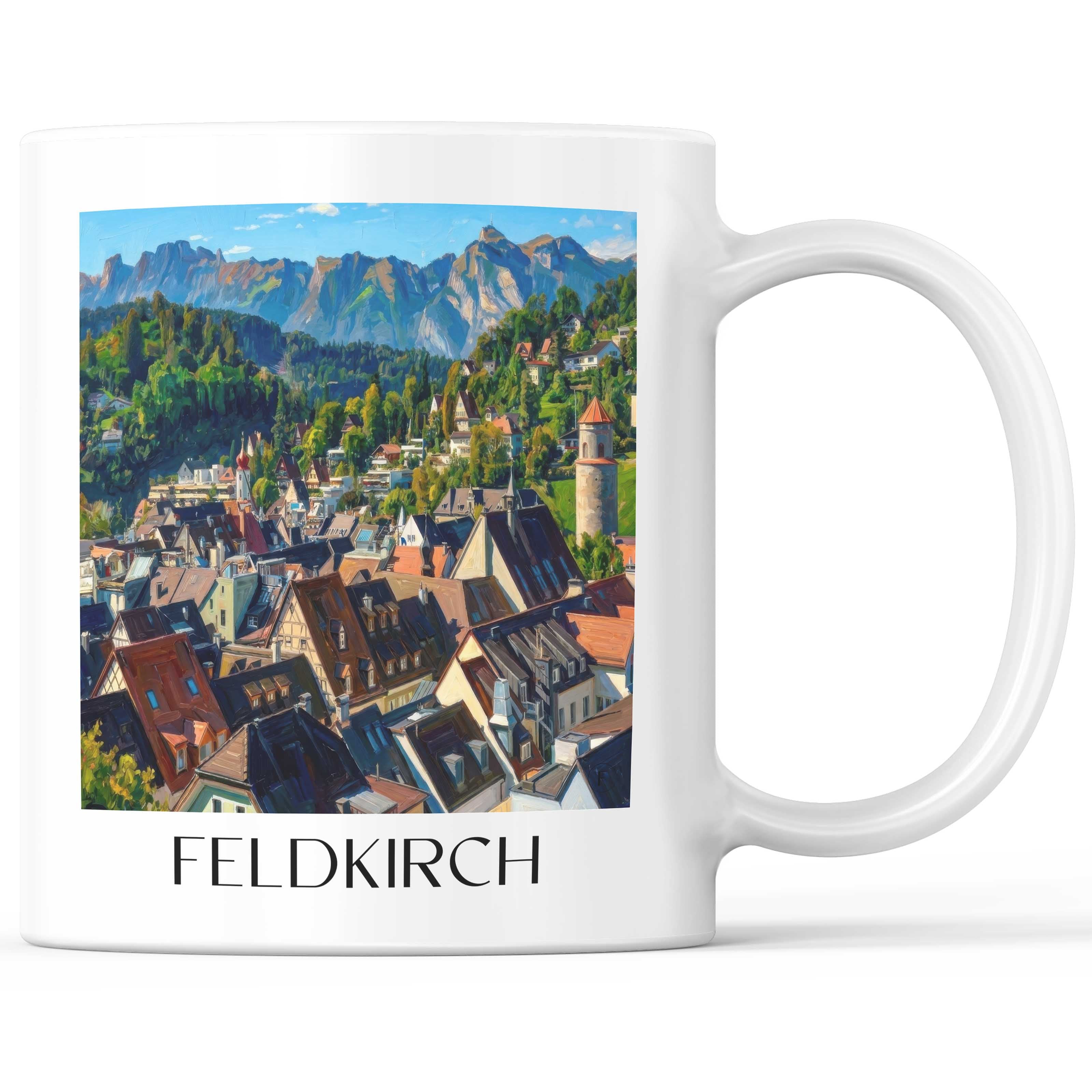 Feldkirch Kaffeebecher - Österreich - Österreich Becher - Kaffeetasse im Ölgemälde Stil