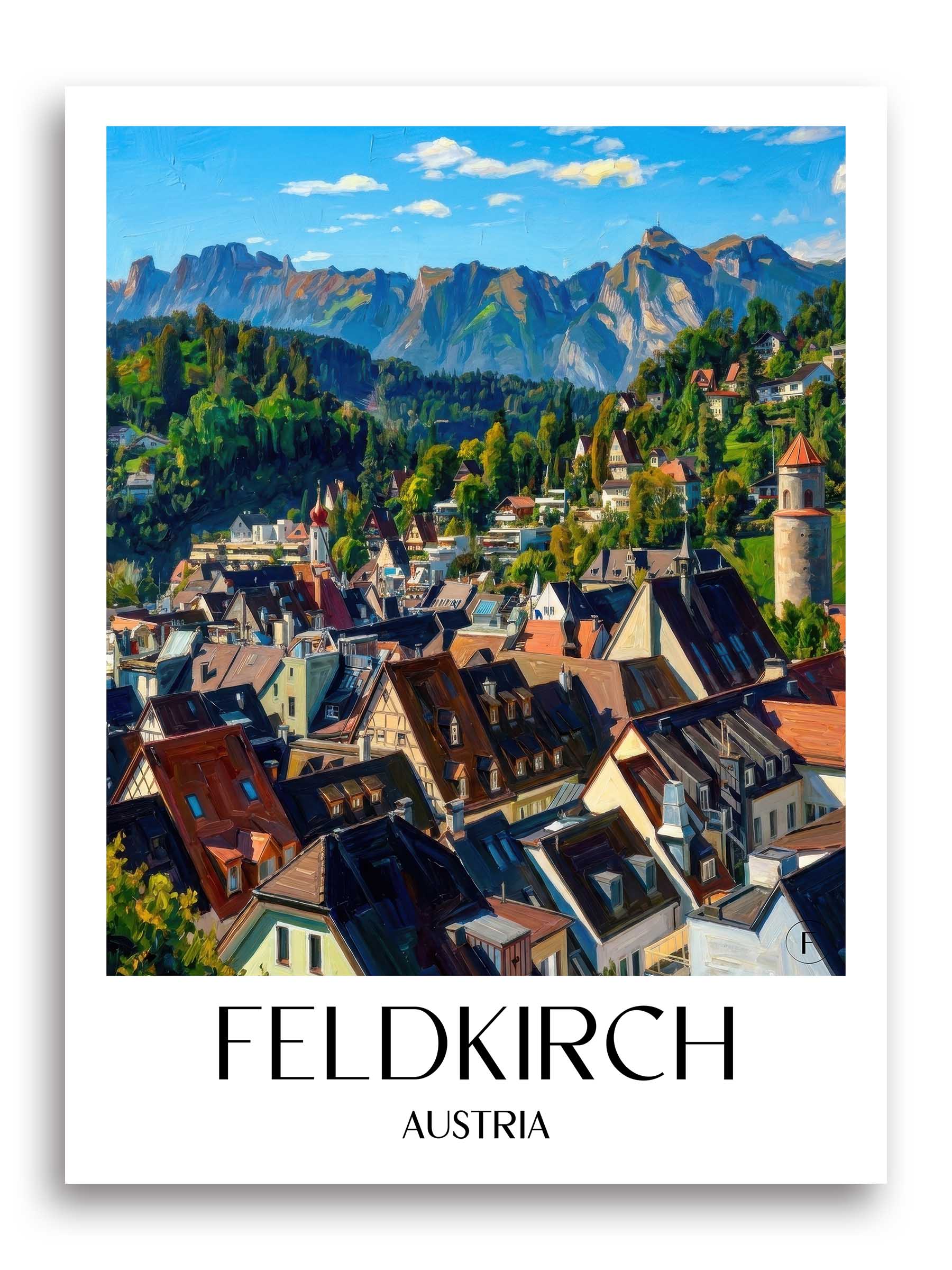 Feldkirch Poster - Österreich - Österreich Kunstdruck - Ölgemälde von A4 bis A1