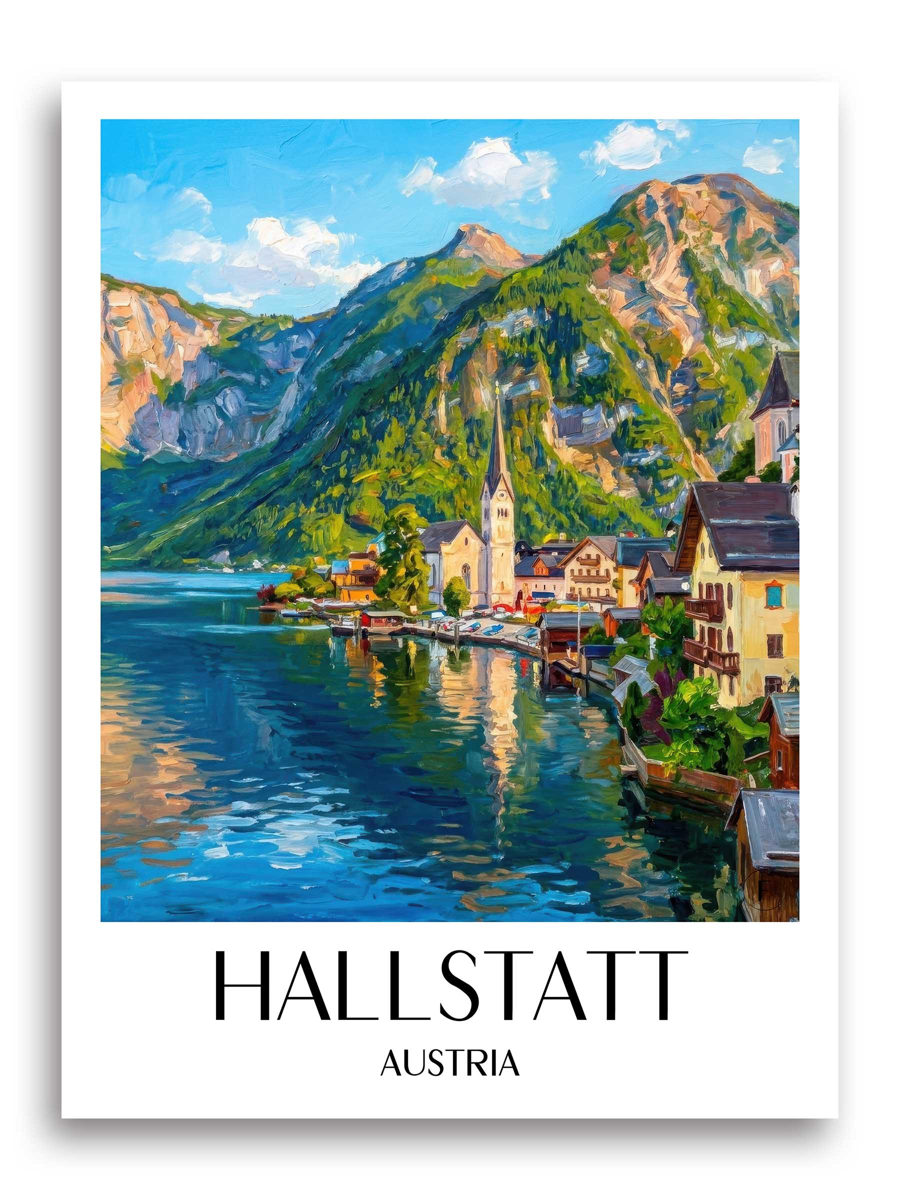 Hallstatt Poster - Österreich - Österreich Kunstdruck - Ölgemälde von A4 bis A1