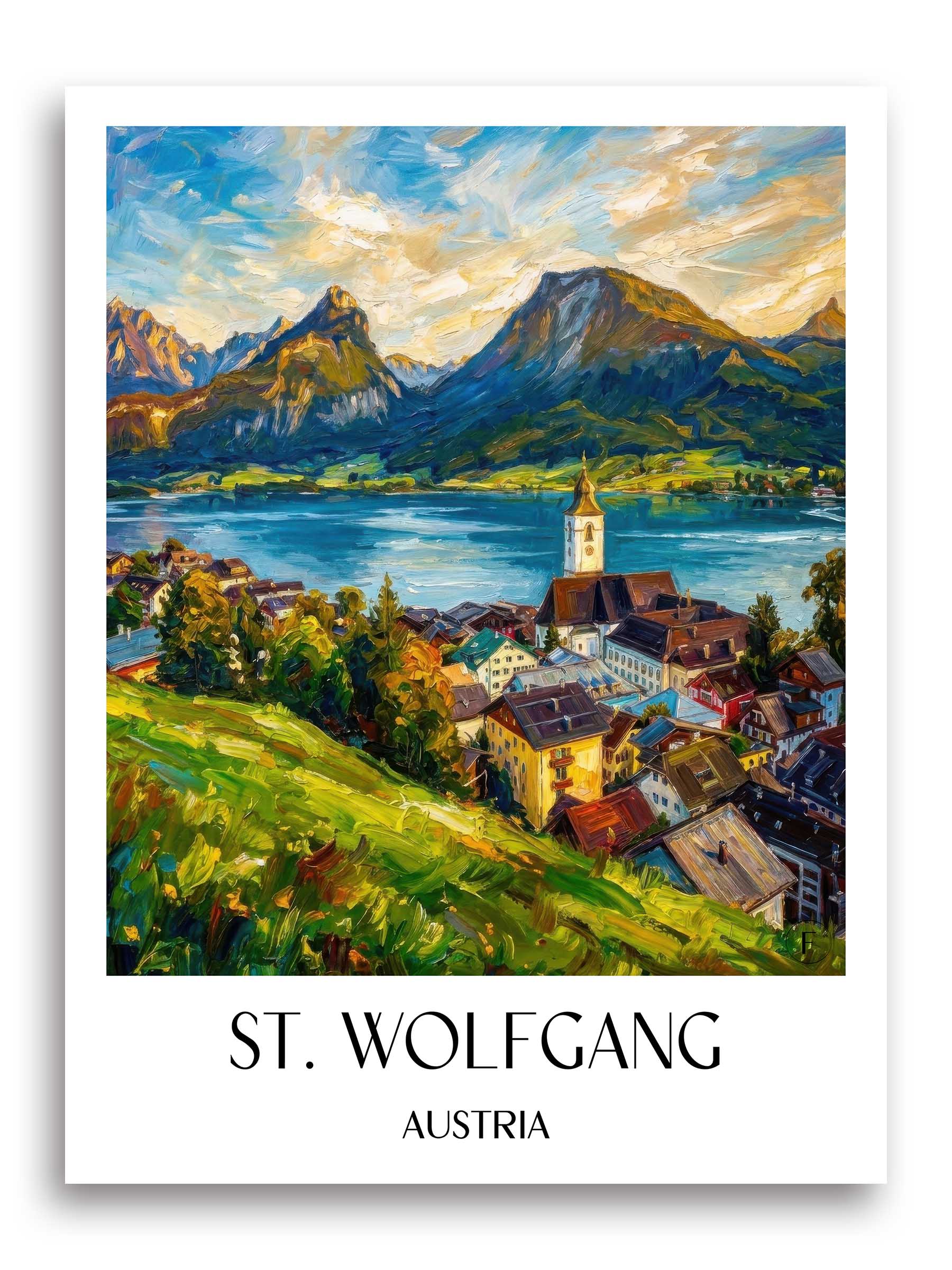 St. Wolfgang Poster - Österreich - Österreich Kunstdruck - Ölgemälde von A4 bis A1