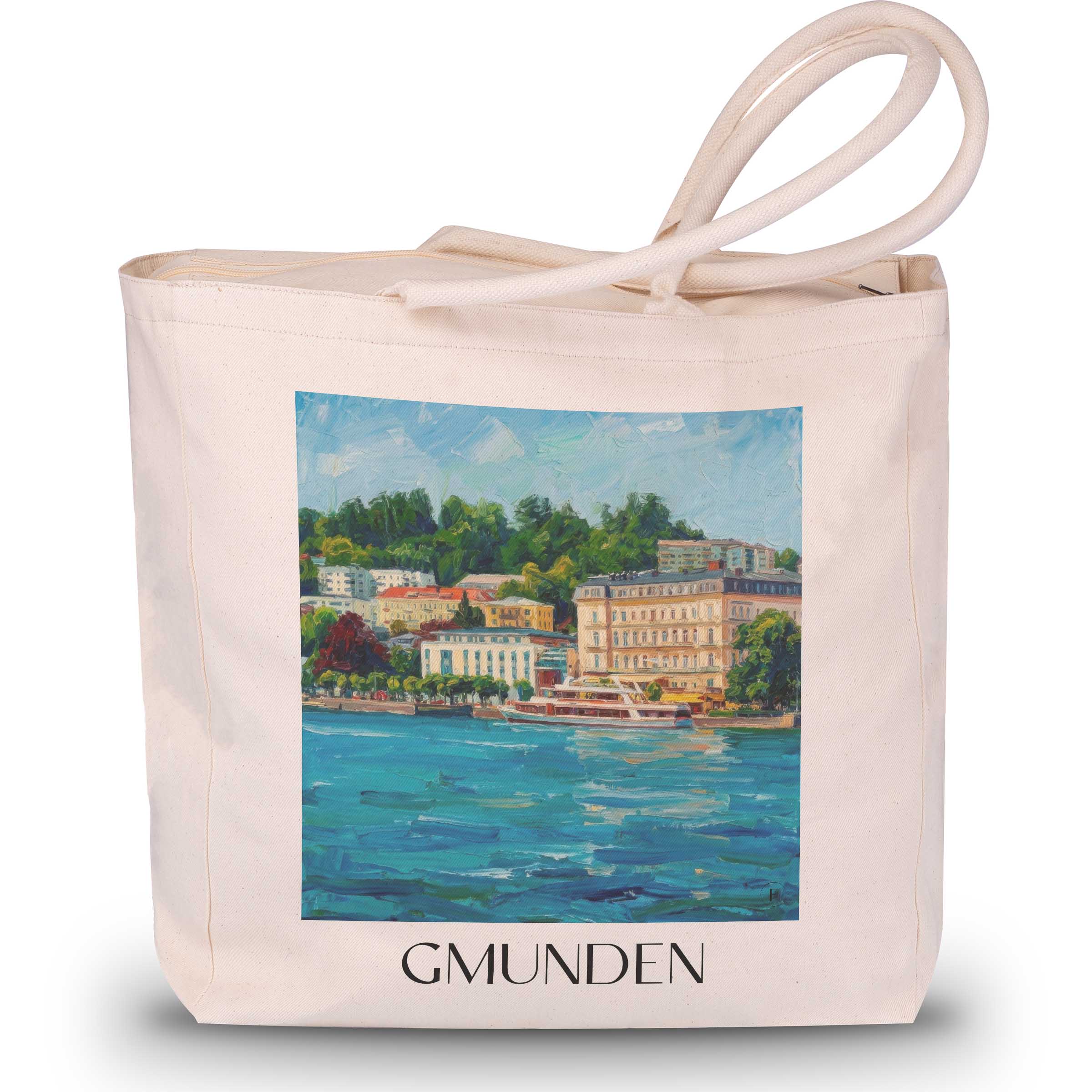 gmunden--österreich-österreich-einkaufstasche-oil-painting-oelgemaelde