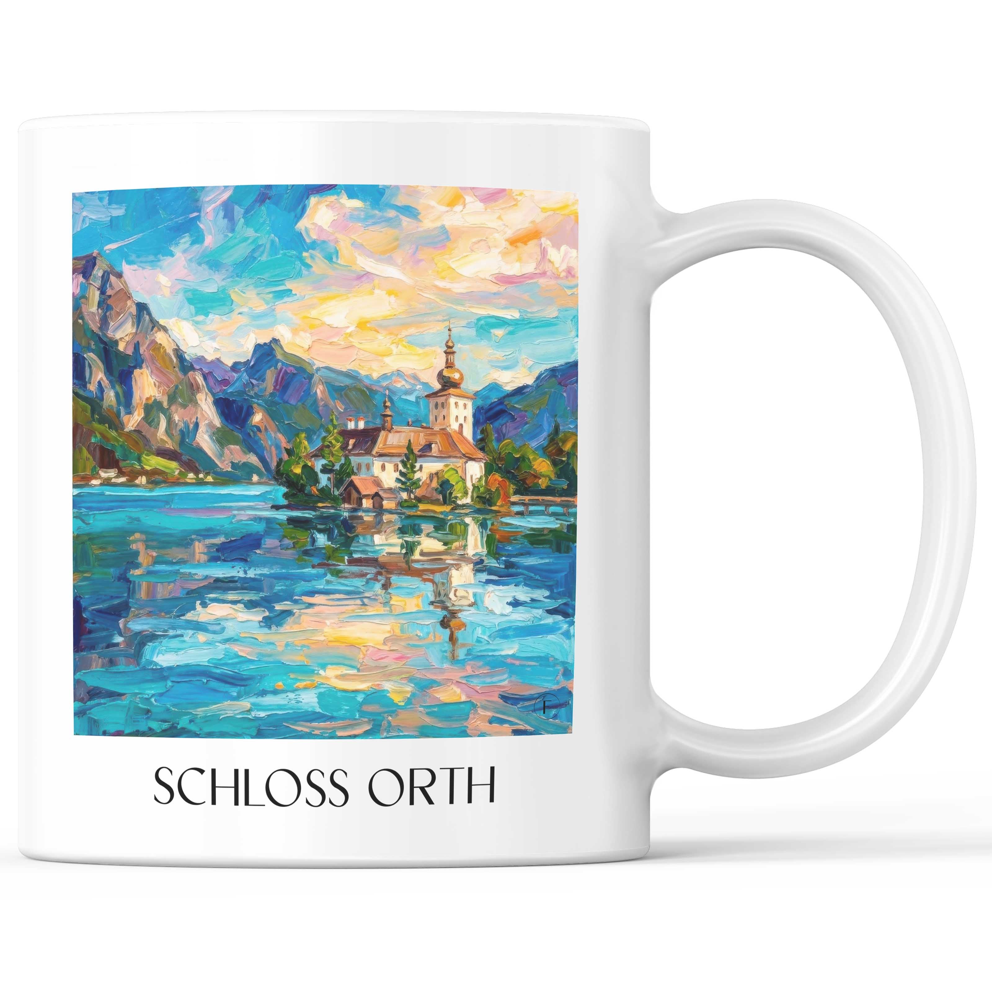 schloss-orth-gmunden-österreich-kaffeebecher-oil-painting-oelgemaelde