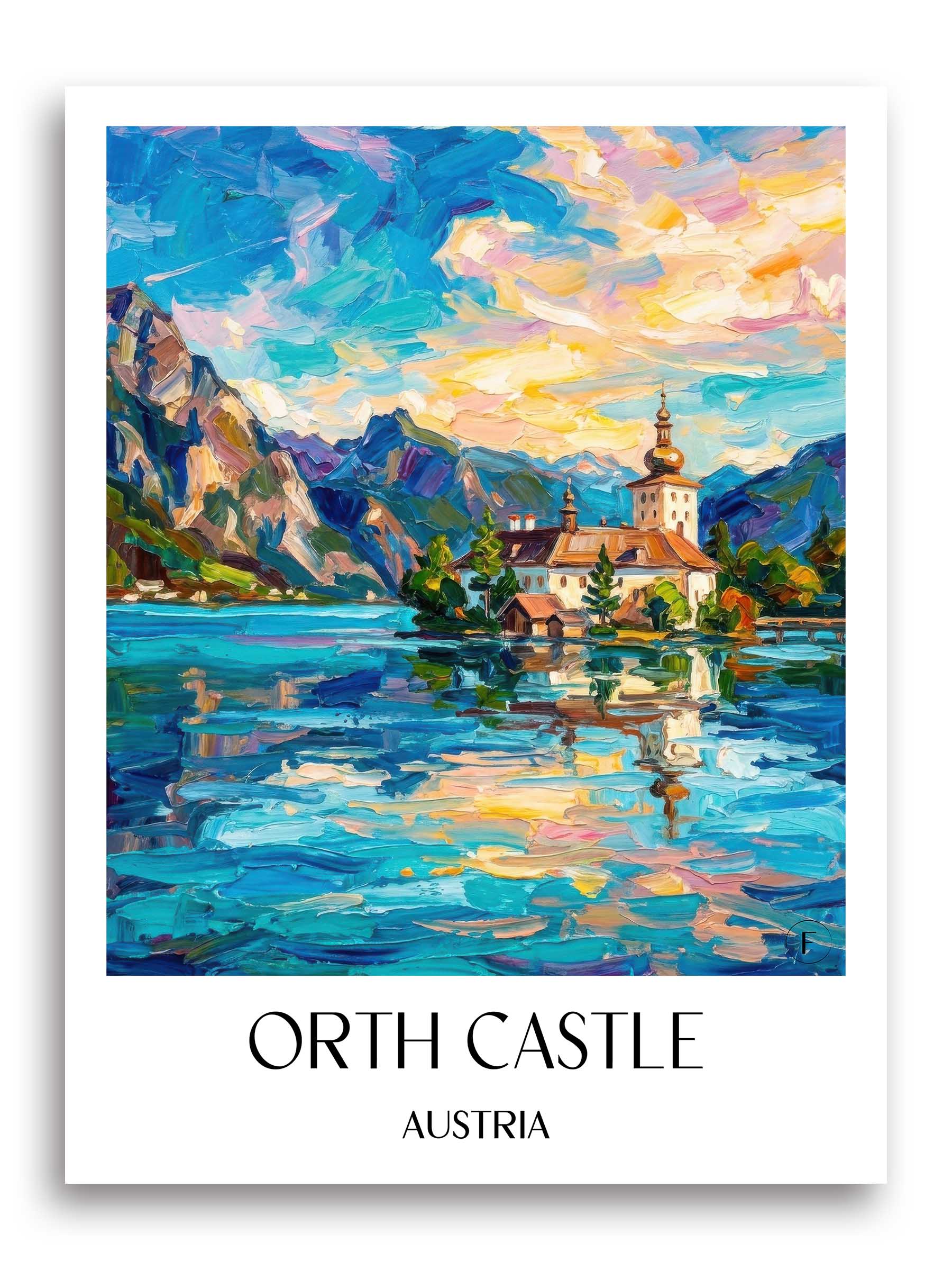 Schloss Orth Poster - Gmunden - Österreich Kunstdruck - Ölgemälde von A4 bis A1