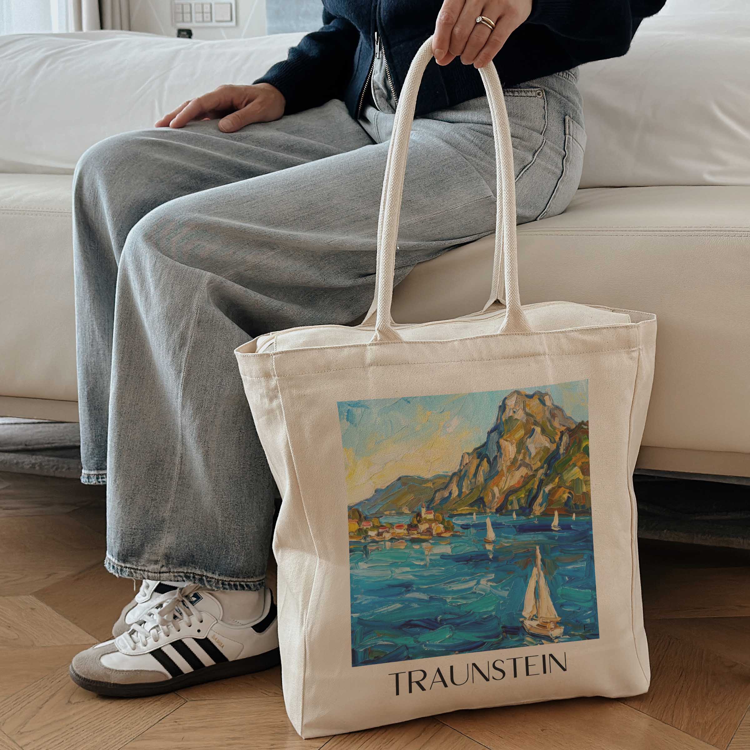 traunstein-gmunden-österreich-einkaufstasche-oil-painting-oelgemaelde