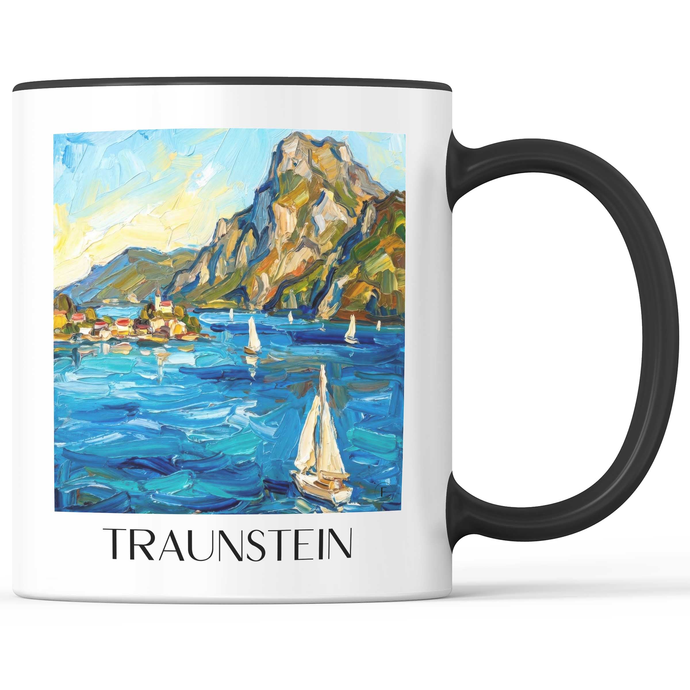 Traunstein Kaffeebecher - Gmunden - Österreich Becher - Kaffeetasse im Ölgemälde Stil