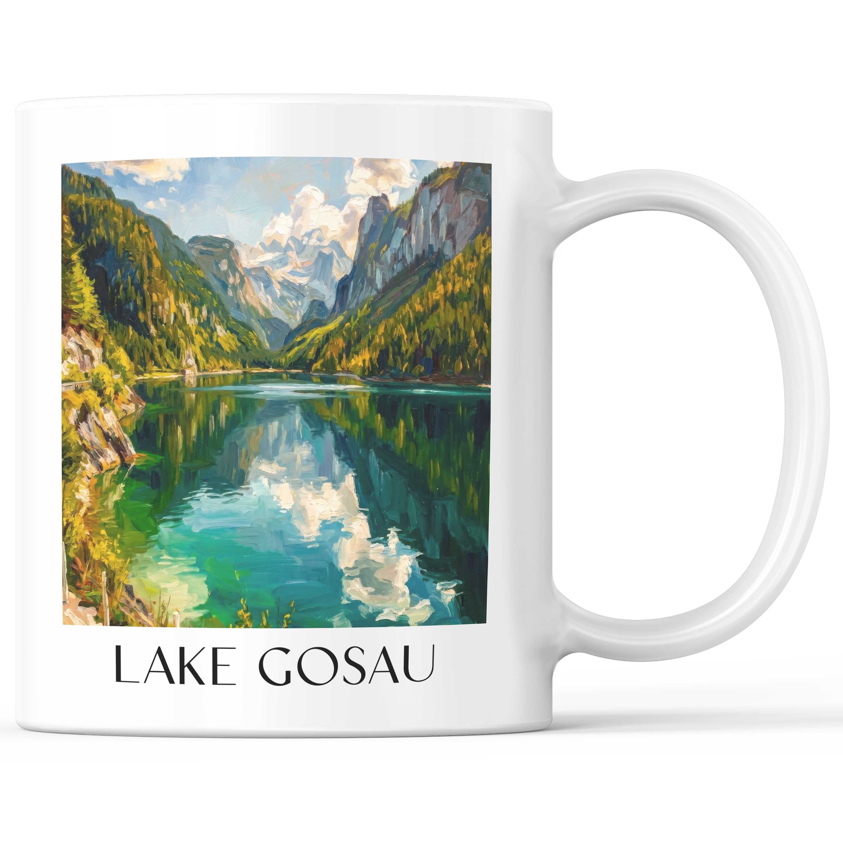 Gosausee Kaffeebecher - Österreich - Österreich Becher - Kaffeetasse im Ölgemälde Stil