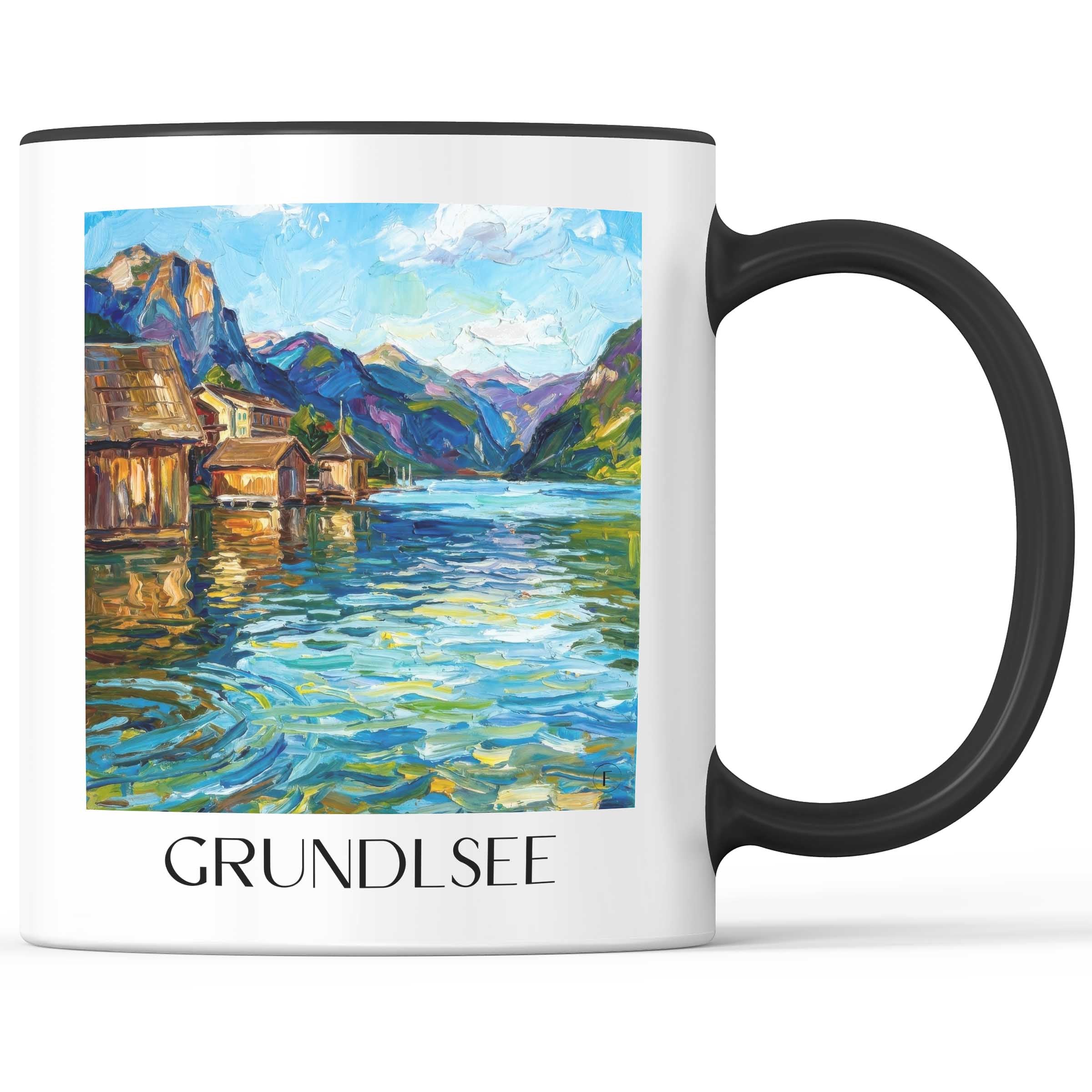 Grundlsee Kaffeebecher - Österreich - Österreich Becher - Kaffeetasse im Ölgemälde Stil