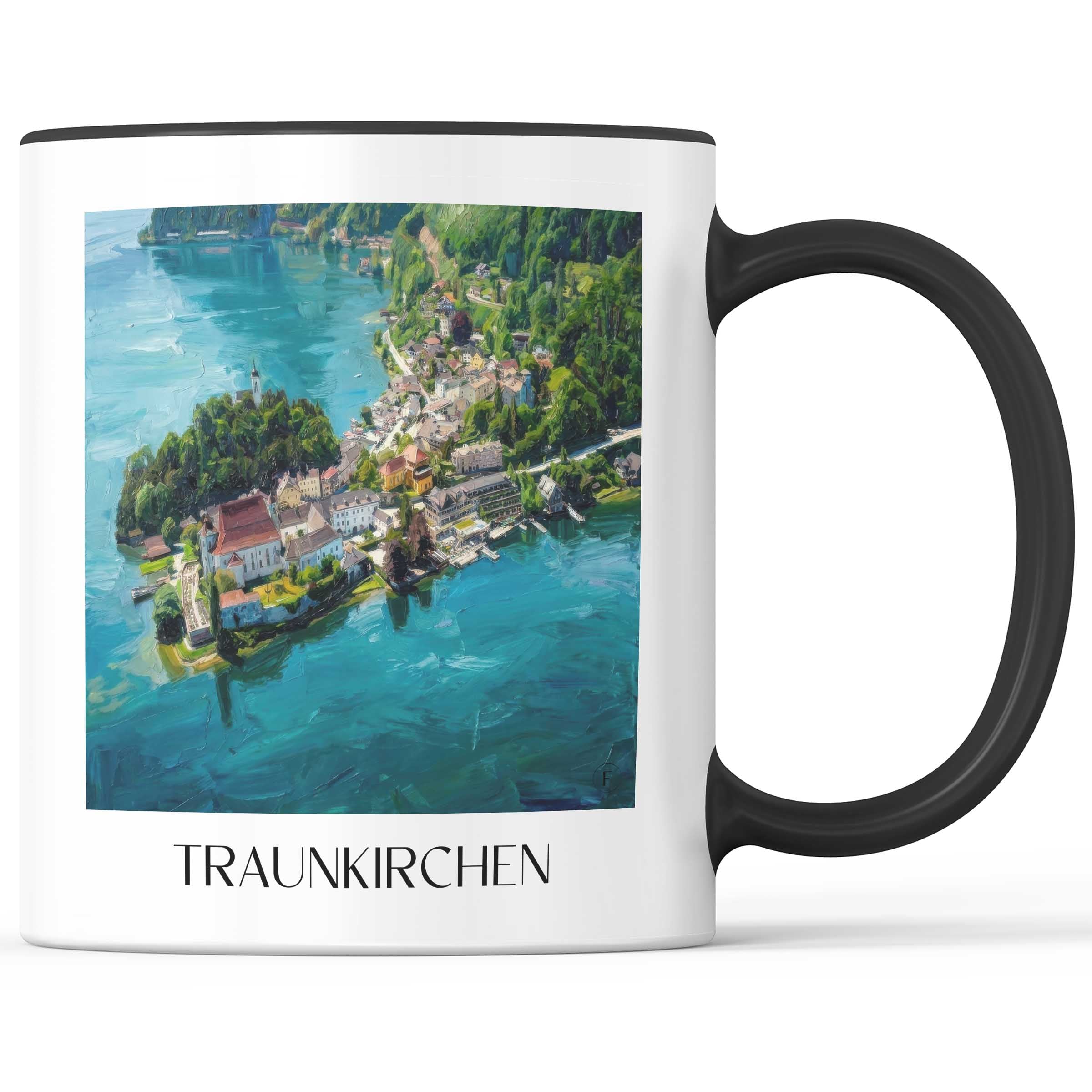 Traunkirchen Kaffeebecher - Österreich - Österreich Becher - Kaffeetasse im Ölgemälde Stil