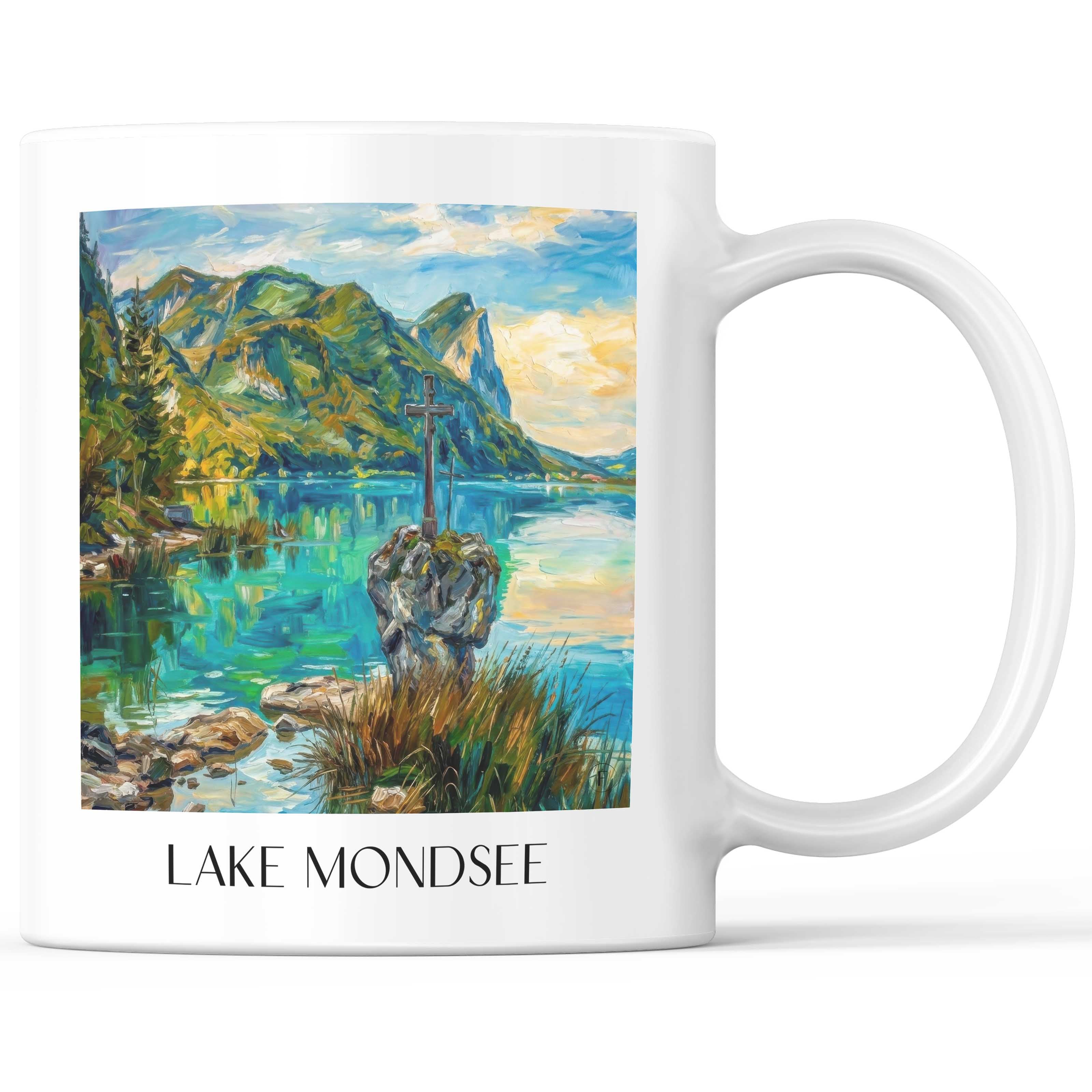 Mondsee Kaffeebecher - Österreich - Österreich Becher - Kaffeetasse im Ölgemälde Stil