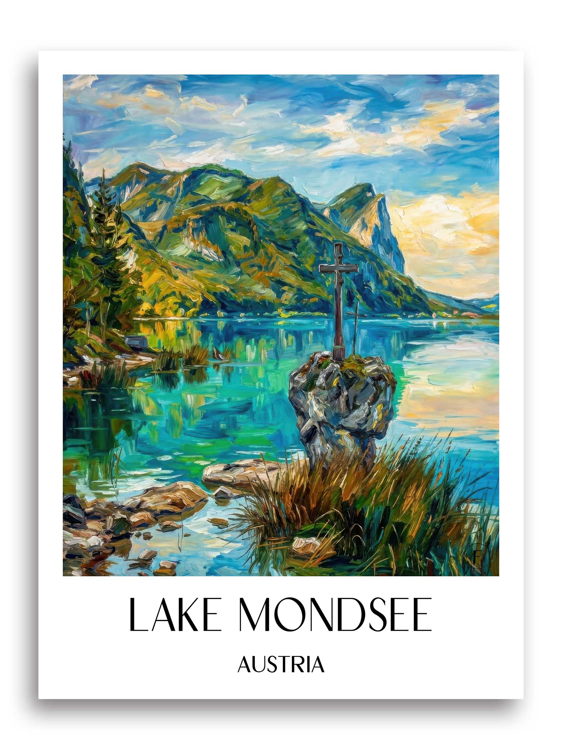 Mondsee Poster - Österreich - Österreich Kunstdruck - Ölgemälde von A4 bis A1
