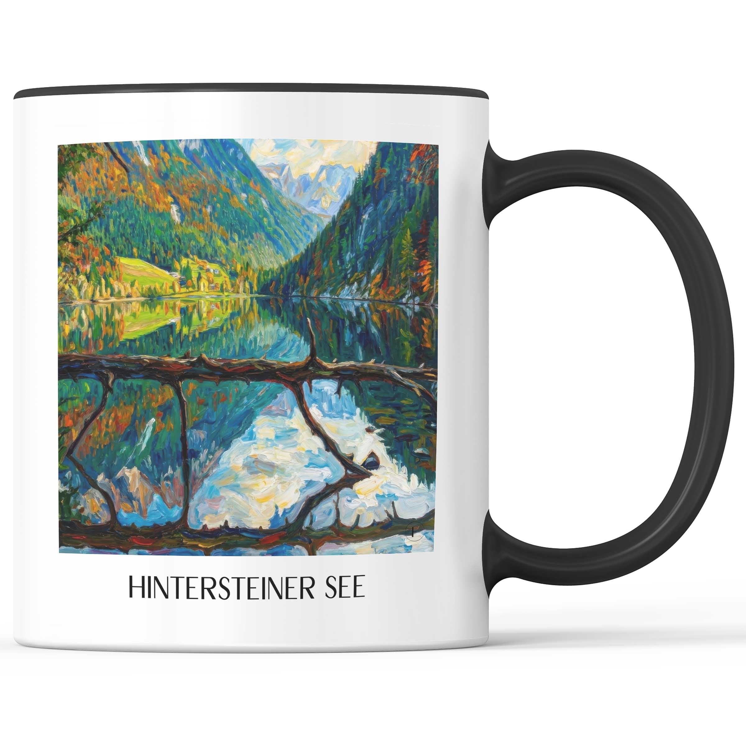 Hintersteiner See Kaffeebecher - Wilder Kaiser - Österreich Becher - Kaffeetasse im Ölgemälde Stil