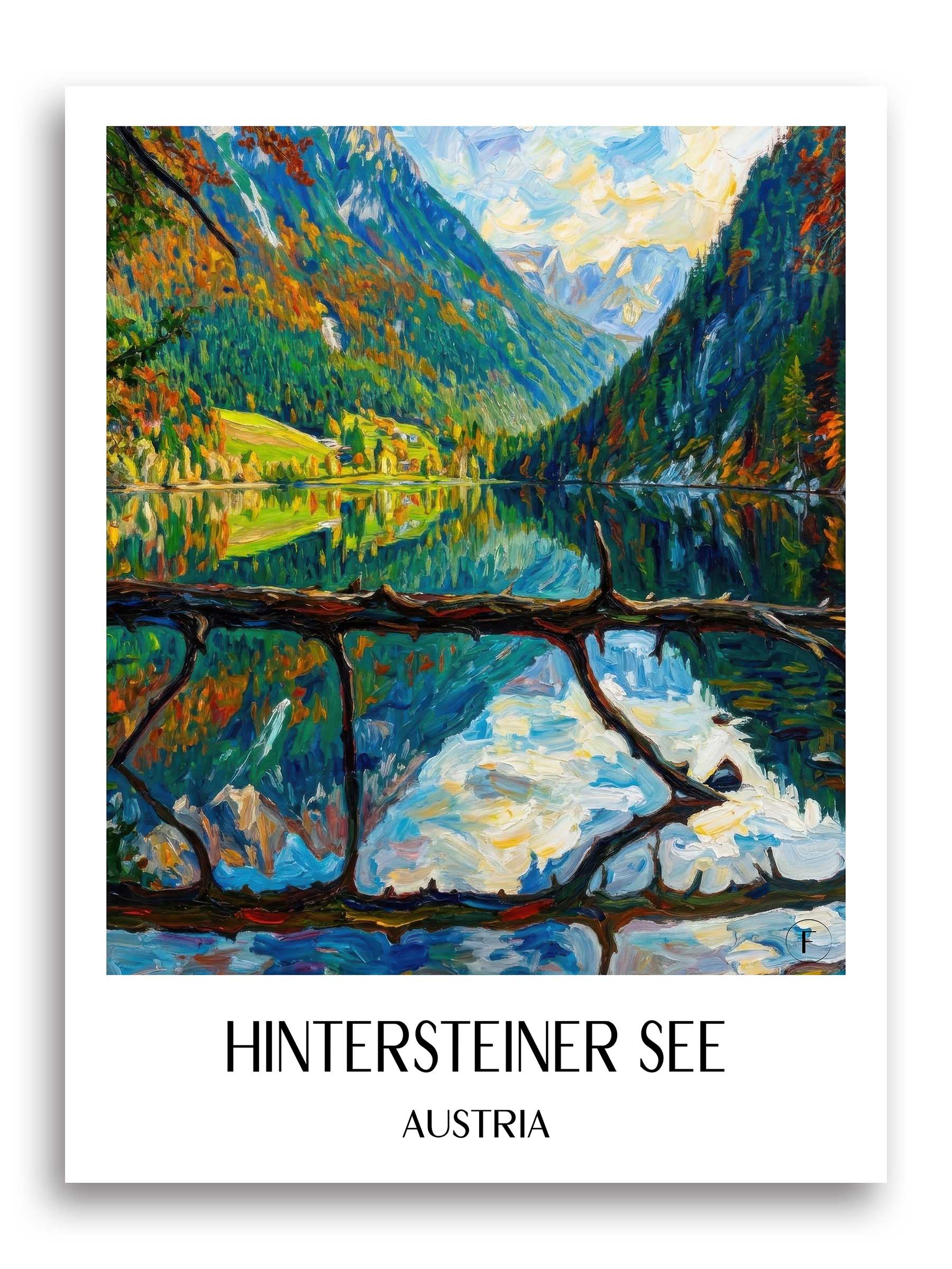 Hintersteiner See Poster - Wilder Kaiser - Österreich Kunstdruck - Ölgemälde von A4 bis A1