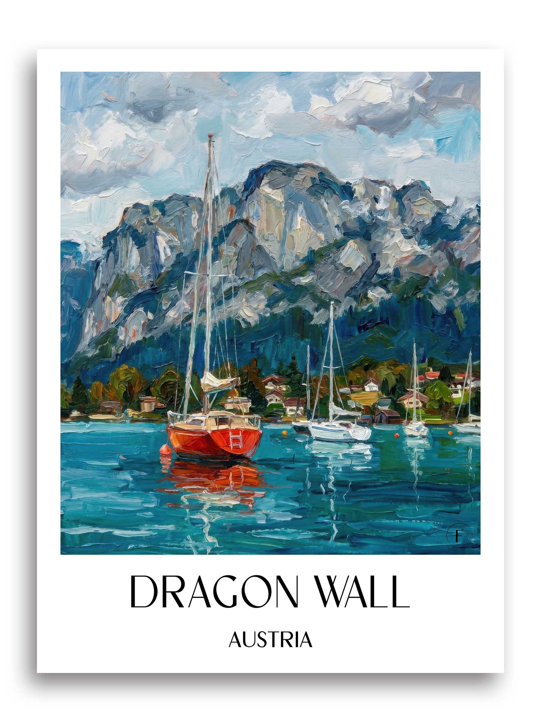 Drachenwand Poster - Mondsee - Österreich Kunstdruck - Ölgemälde von A4 bis A1