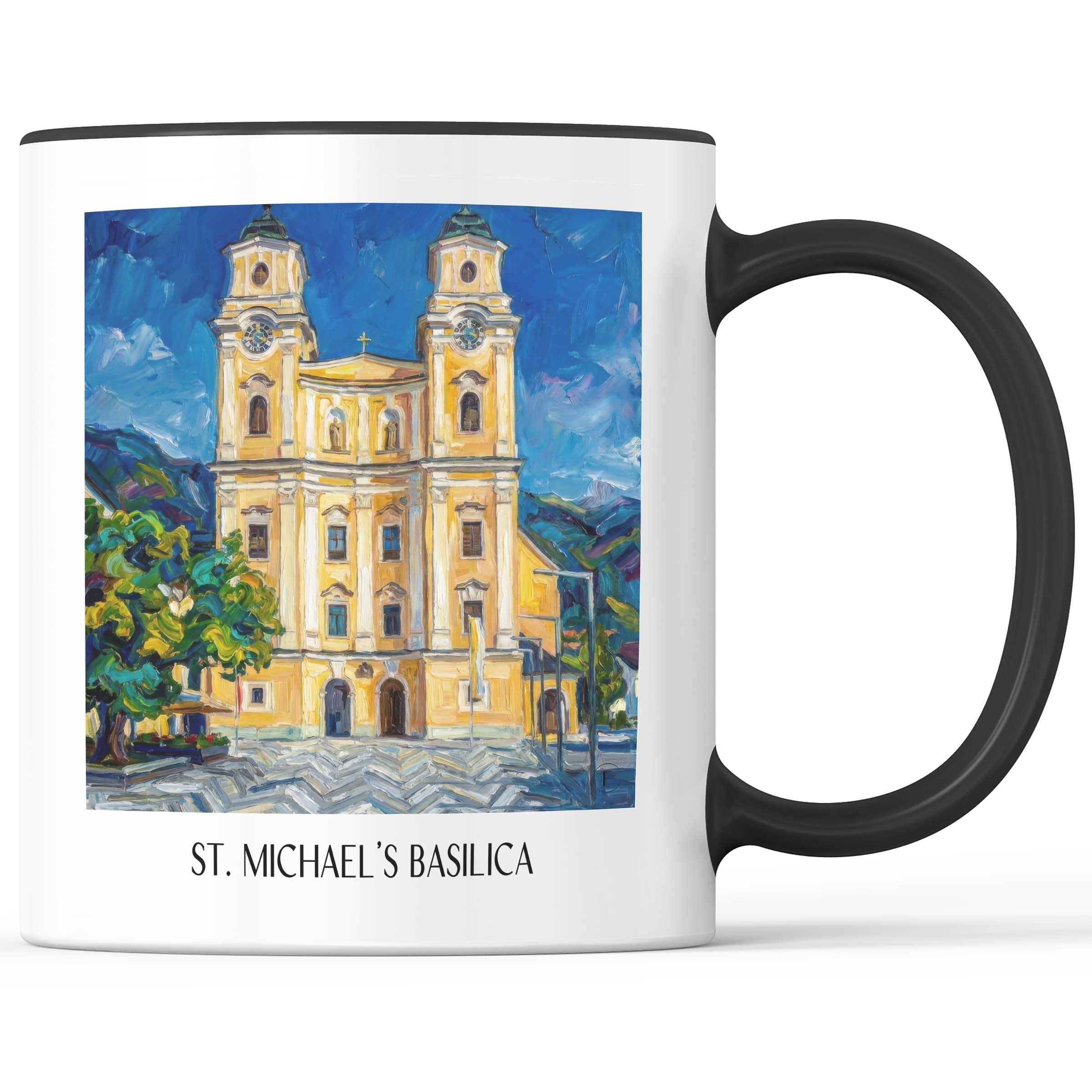Basilika St. Michael Kaffeebecher - Mondsee - Österreich Becher - Kaffeetasse im Ölgemälde Stil