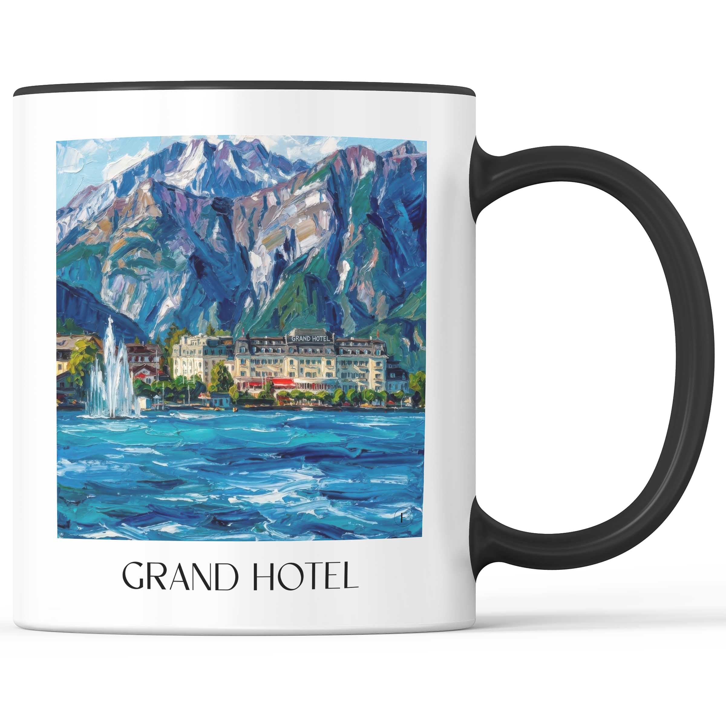 Grand Hotel Kaffeebecher - Zell am See - Österreich Becher - Kaffeetasse im Ölgemälde Stil
