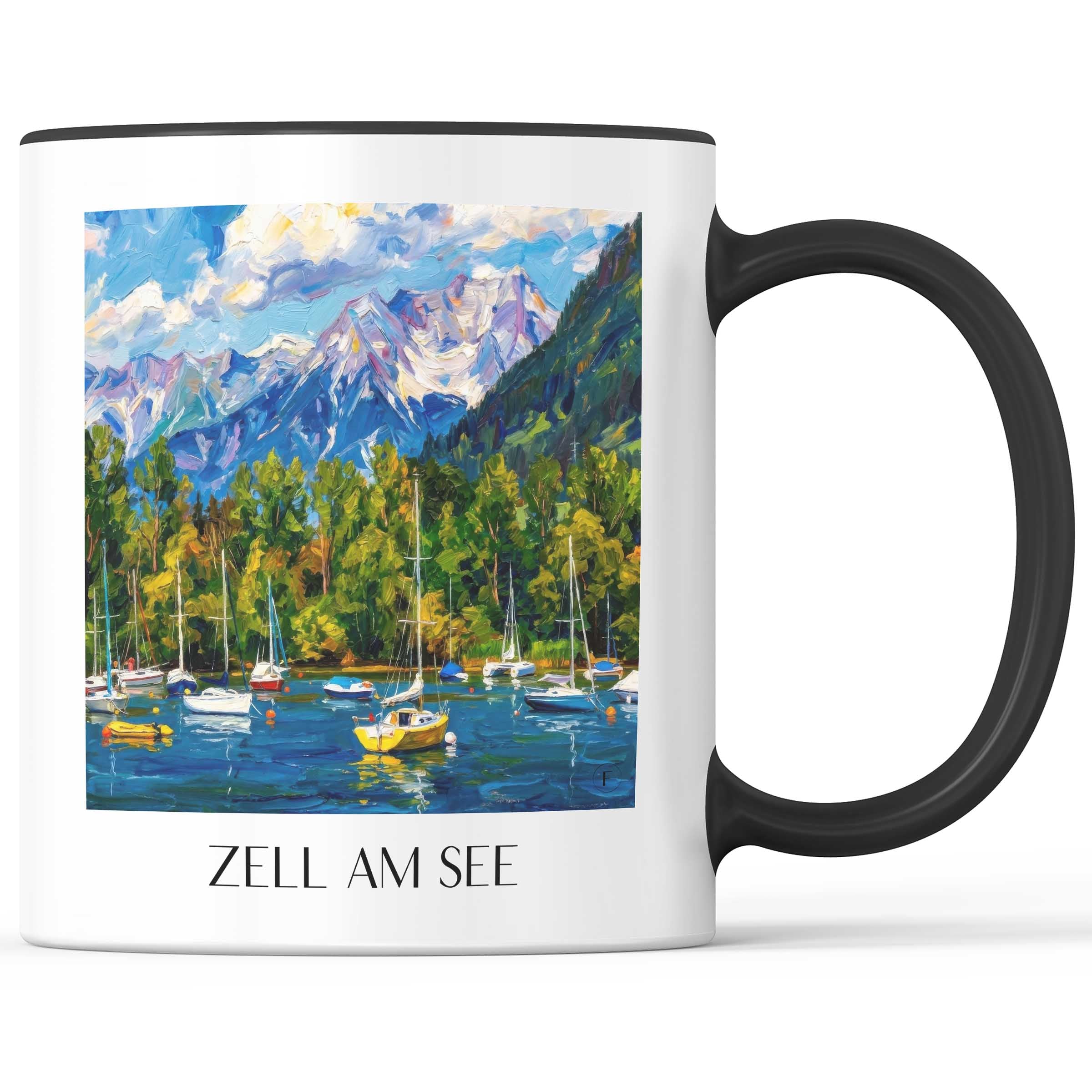 Zell am See Kaffeebecher - Österreich - Österreich Becher - Kaffeetasse im Ölgemälde Stil