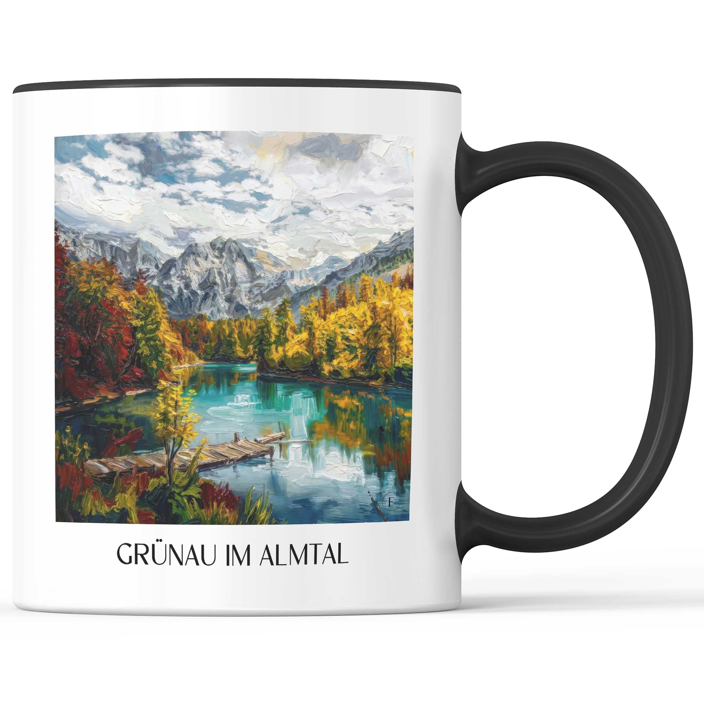 Grünau im Almtal Kaffeebecher - Österreich - Österreich Becher - Kaffeetasse im Ölgemälde Stil
