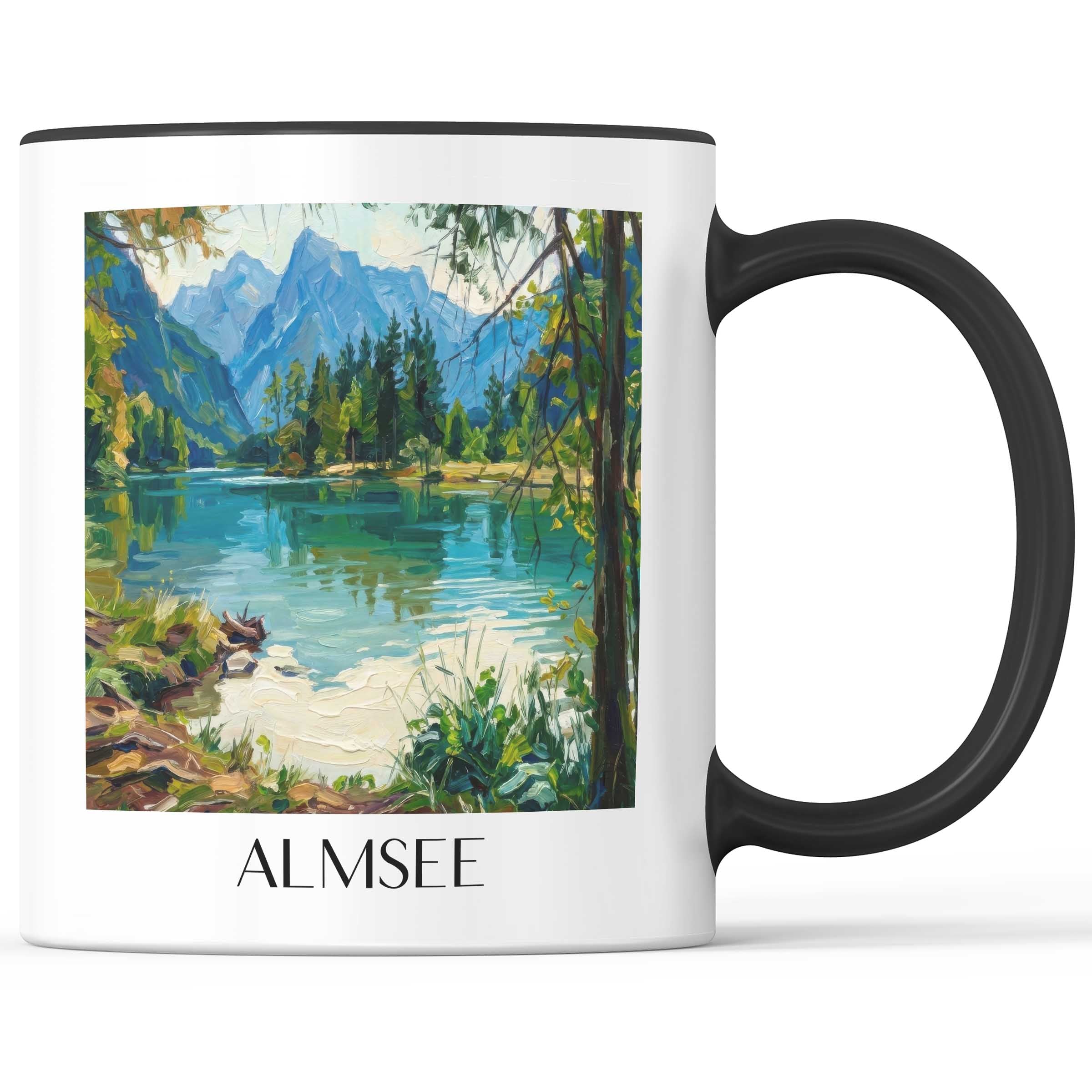Almsee Kaffeebecher - Österreich - Österreich Becher - Kaffeetasse im Ölgemälde Stil