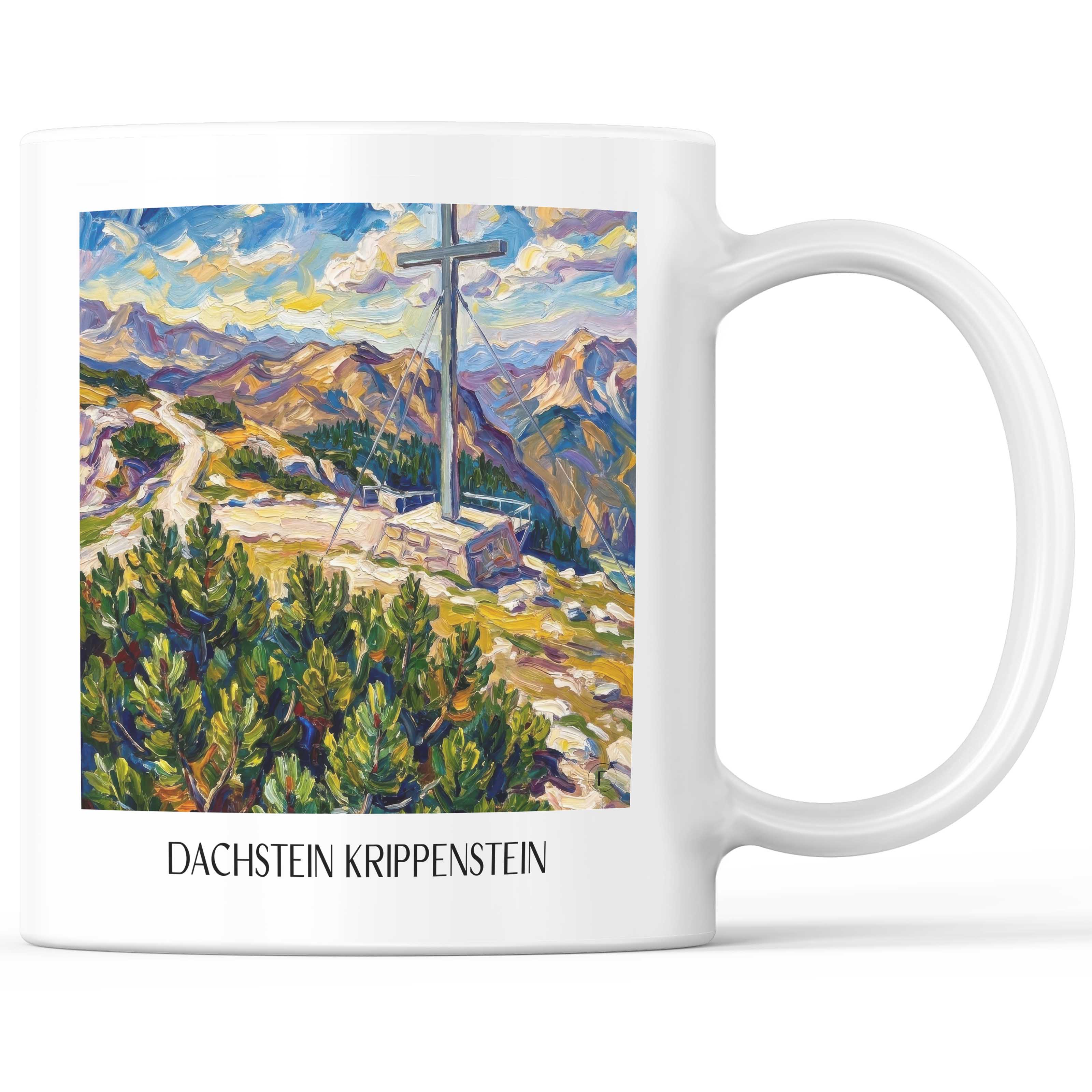 Dachstein Krippenstein Kaffeebecher - Österreich - Österreich Becher - Kaffeetasse im Ölgemälde Stil