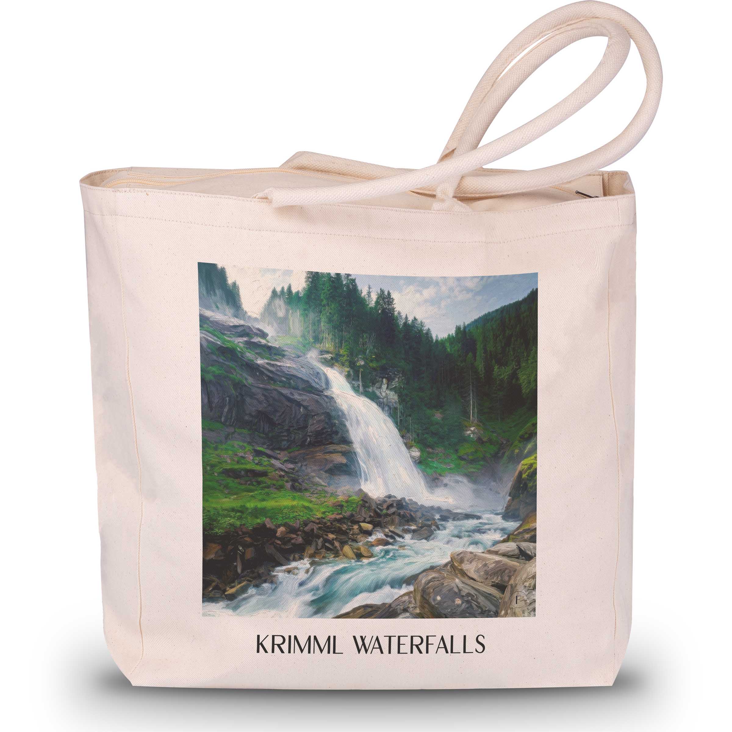 Krimmler Wasserfälle Shopping Tasche - Österreich - Österreich Tote Bag - Einkaufstasche im Ölgemälde Stil